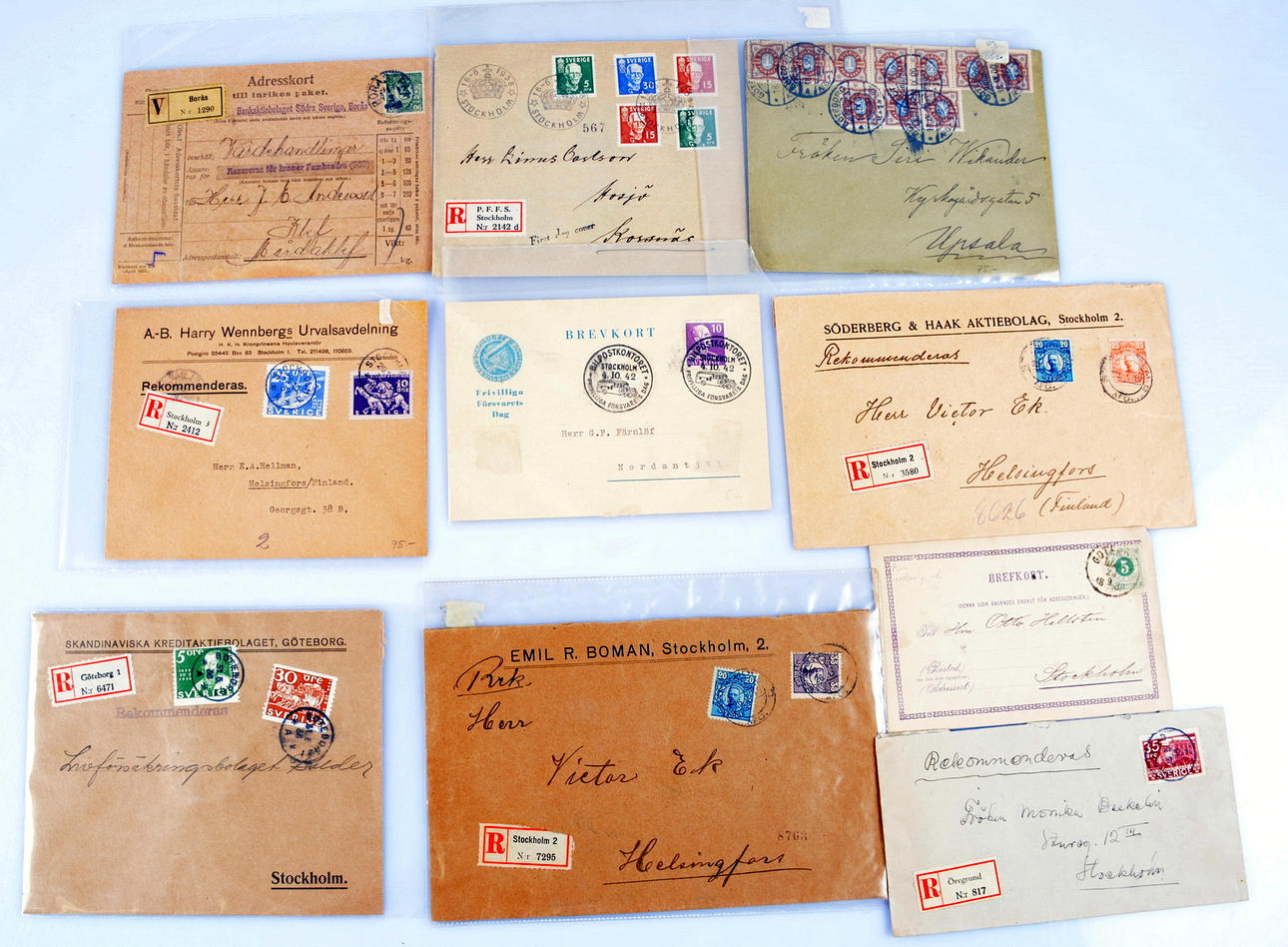 OLDER FRANKED LETTERS AND POSTCARDS, 10 pieces.