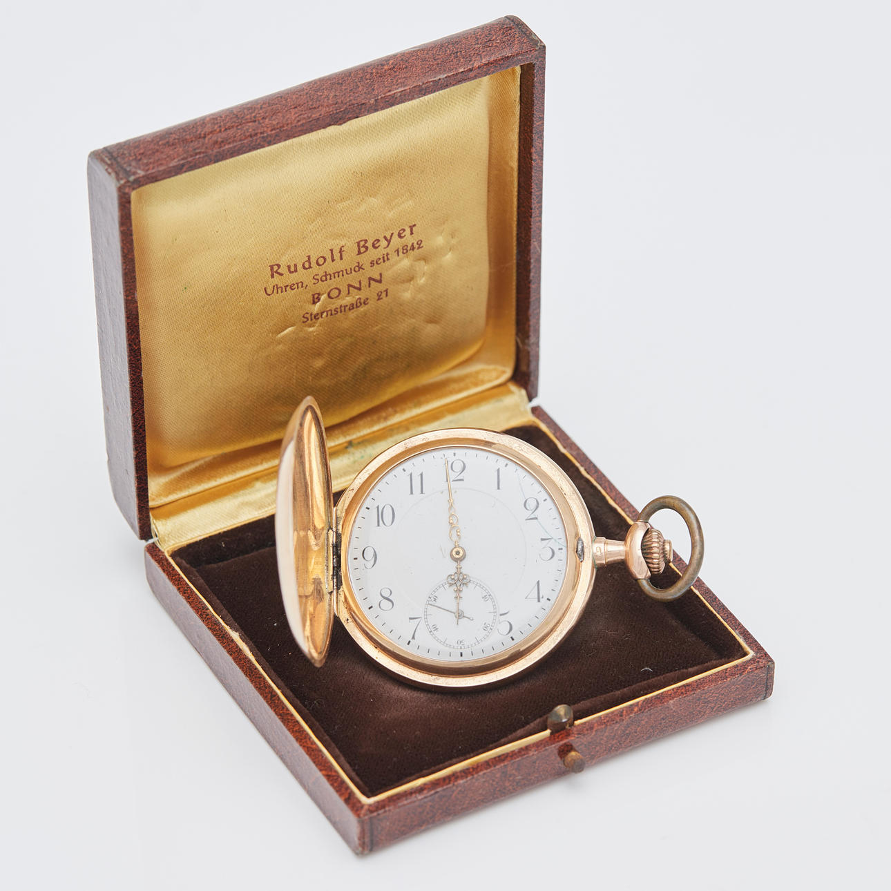 Lommeur, manuelt optræk, 585 rosa guld.