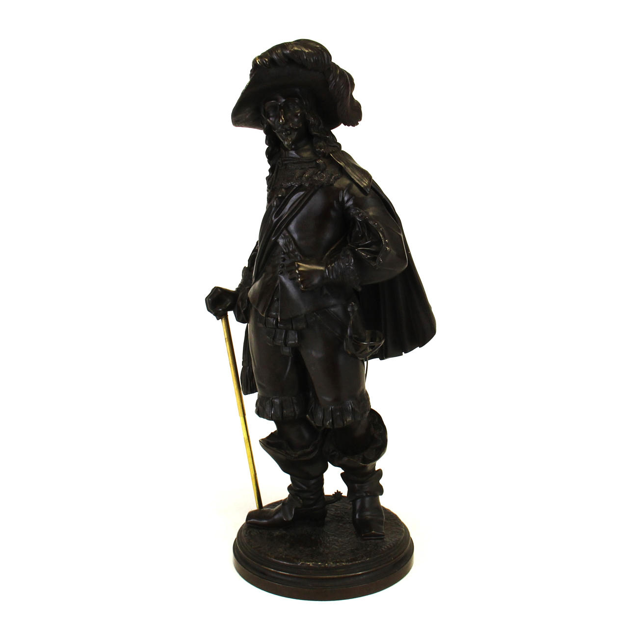 LARGE 19TH C. KING CHARLES BRONZE I FIGURE.