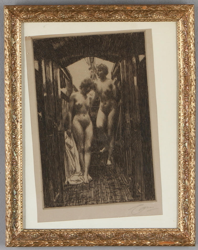 ANDERS ZORN. "Kajuta", etsning, signerad, utförd 1917.