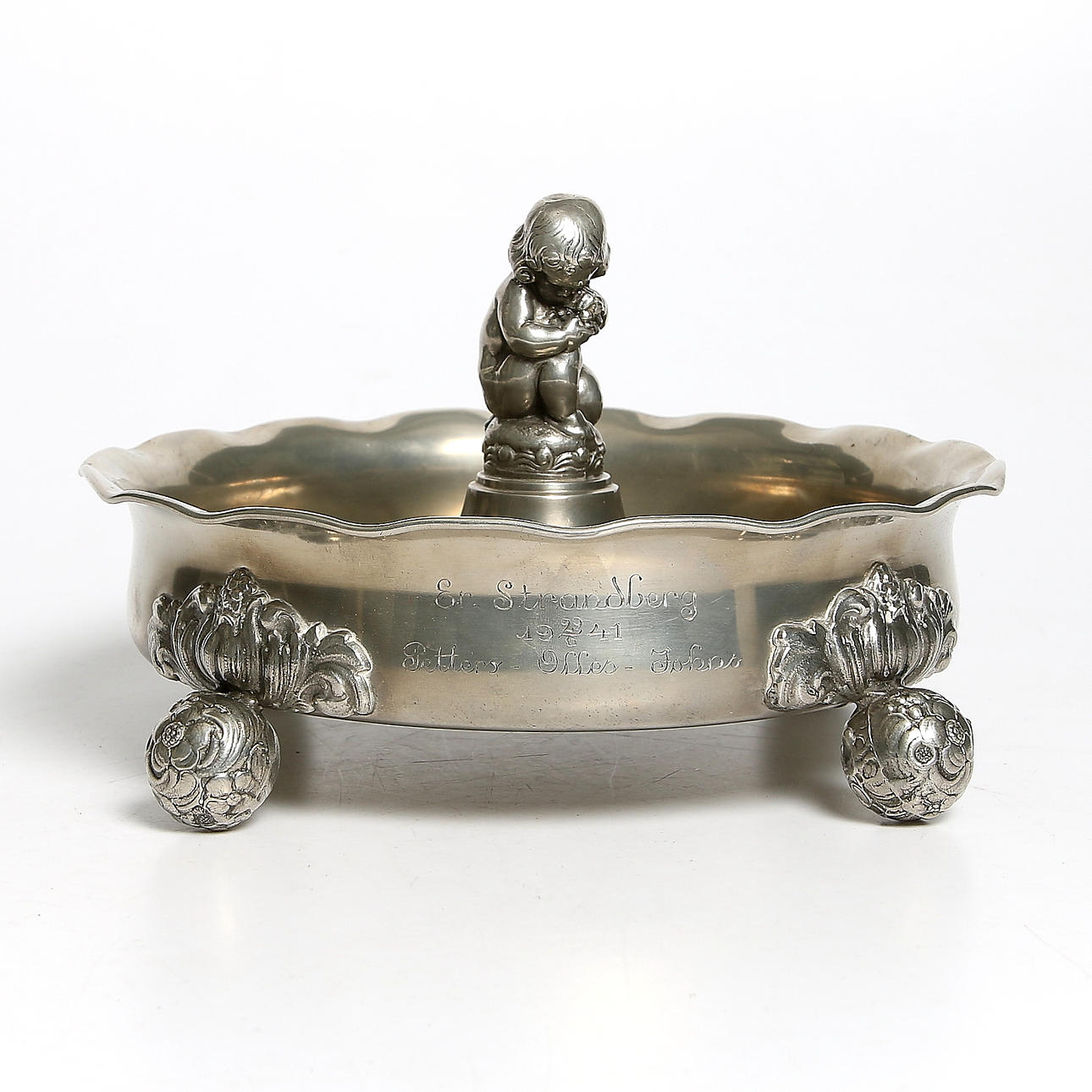 SKÅLFAT, tenn, J.L. Hultman, 1940-tal.