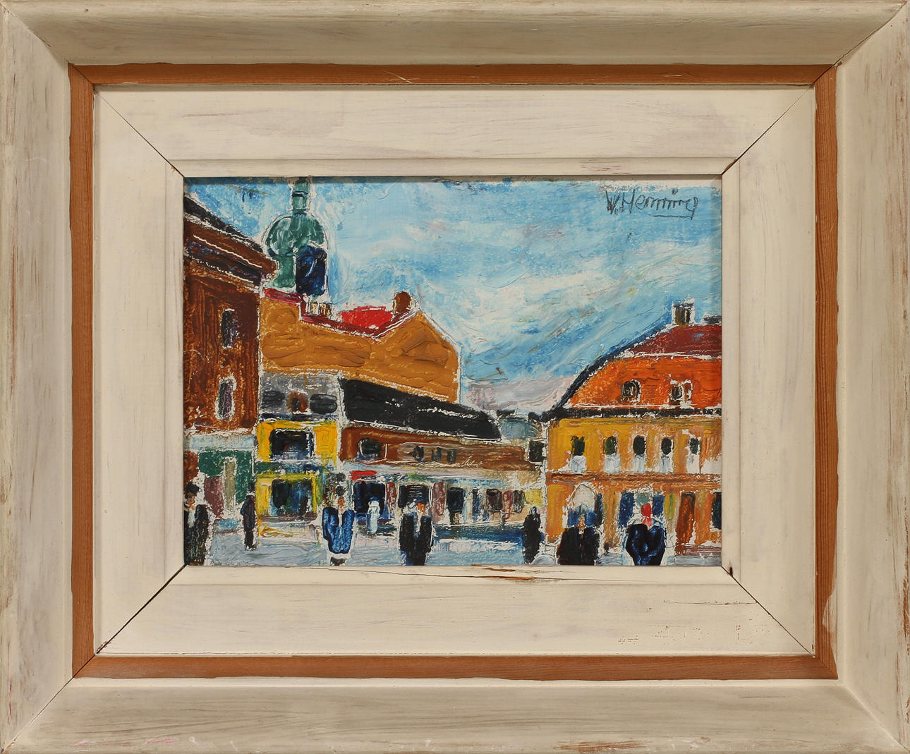 VILHELM HENNING. Stadsbild, Göteborg, olja på pannå, signerad.