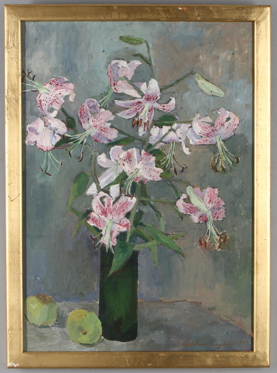 ASTRID HARMS-RINGDAHL. blomsterstilleben, olja på duk, signerad samt 1949.