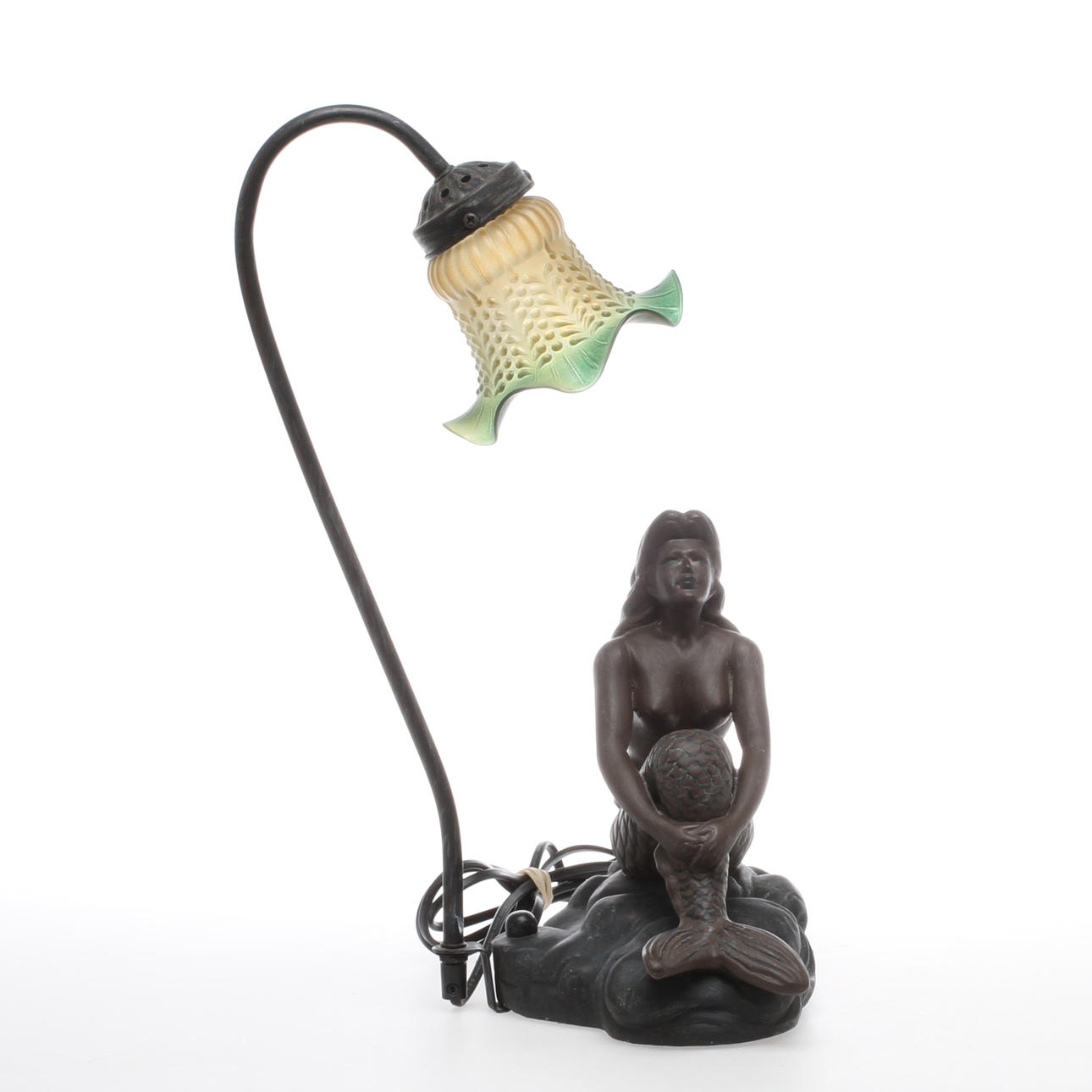 BORDSLAMPA, i form av sjöjungfru, metall och gjutmassa, 2000-tal.