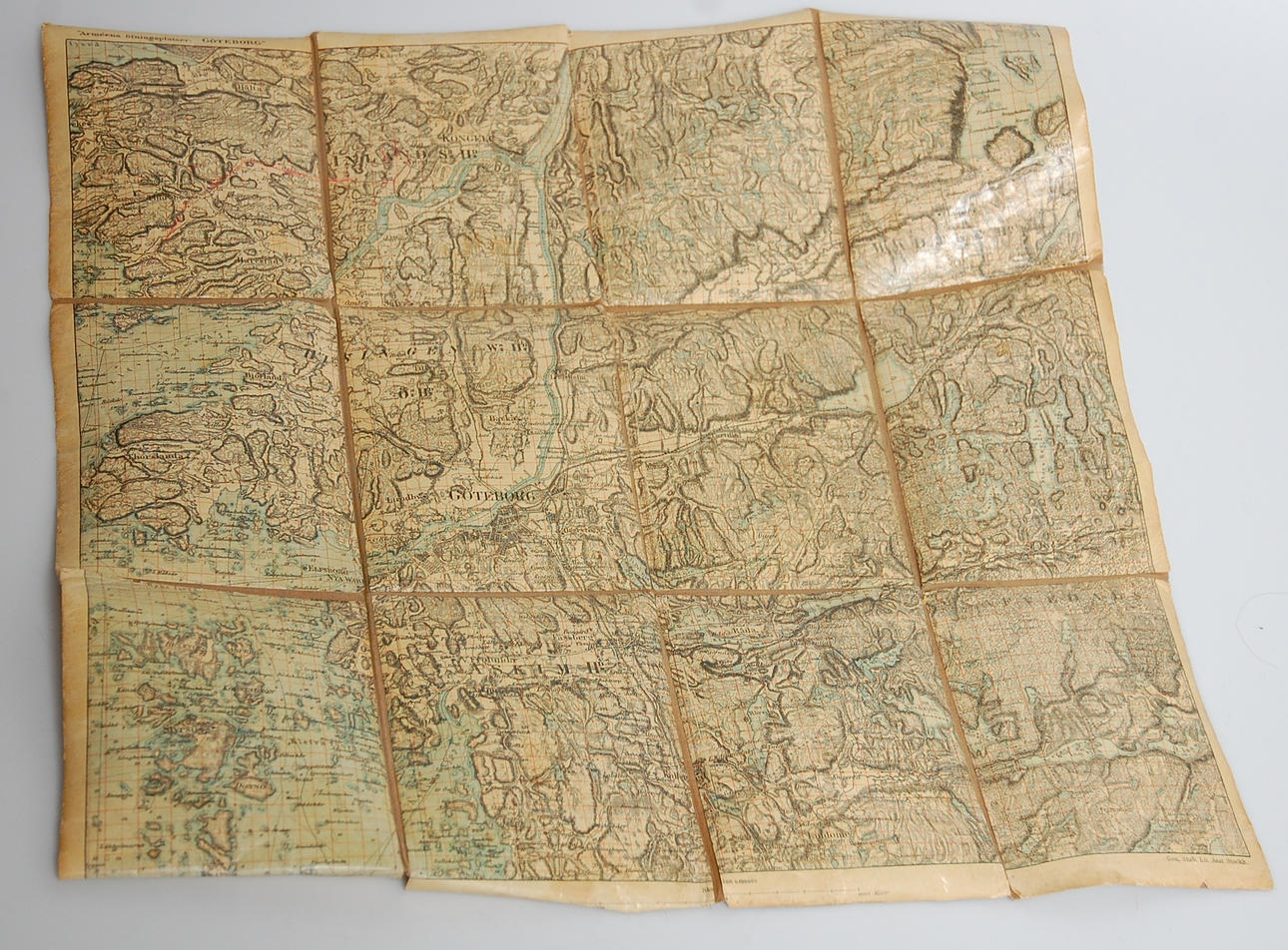 FÄLTKARTA, arméens öfvningskarta Göteborg, skala 1:100000.