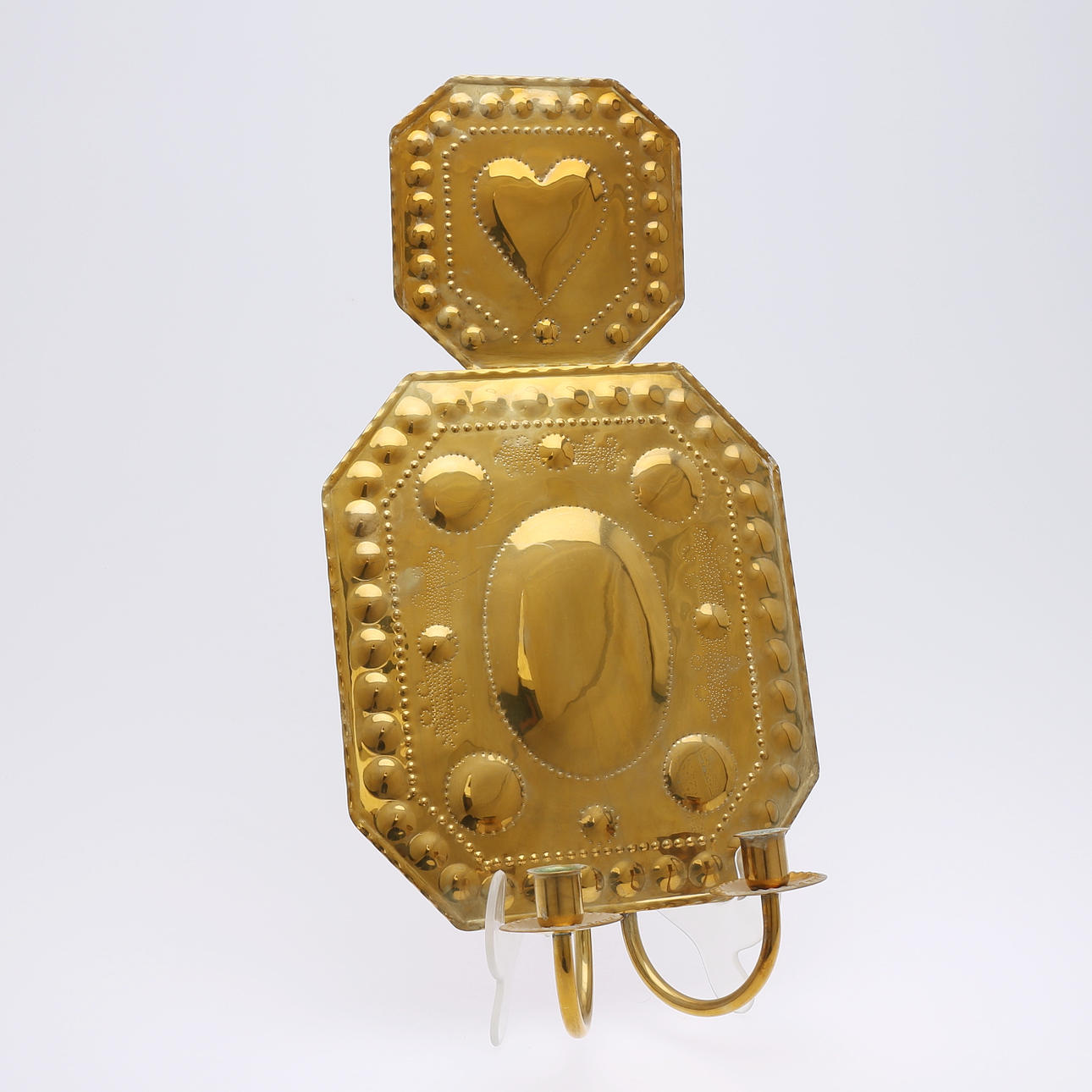 WANDTELLER/LAMPE, Messing, 1900er.