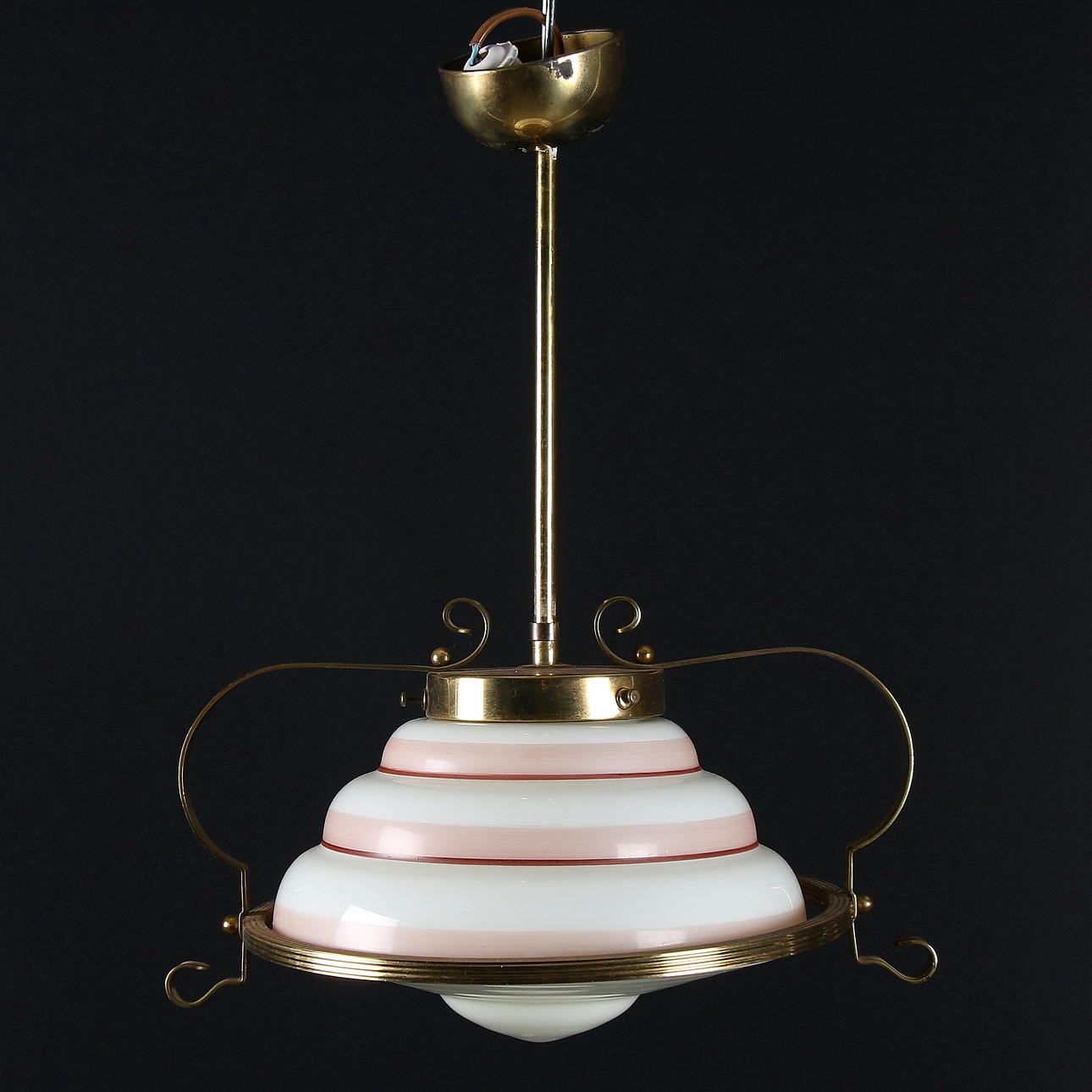 TAKLAMPA, glas samt mässing, Art Deco, Böhlmarks. 1930-tal.