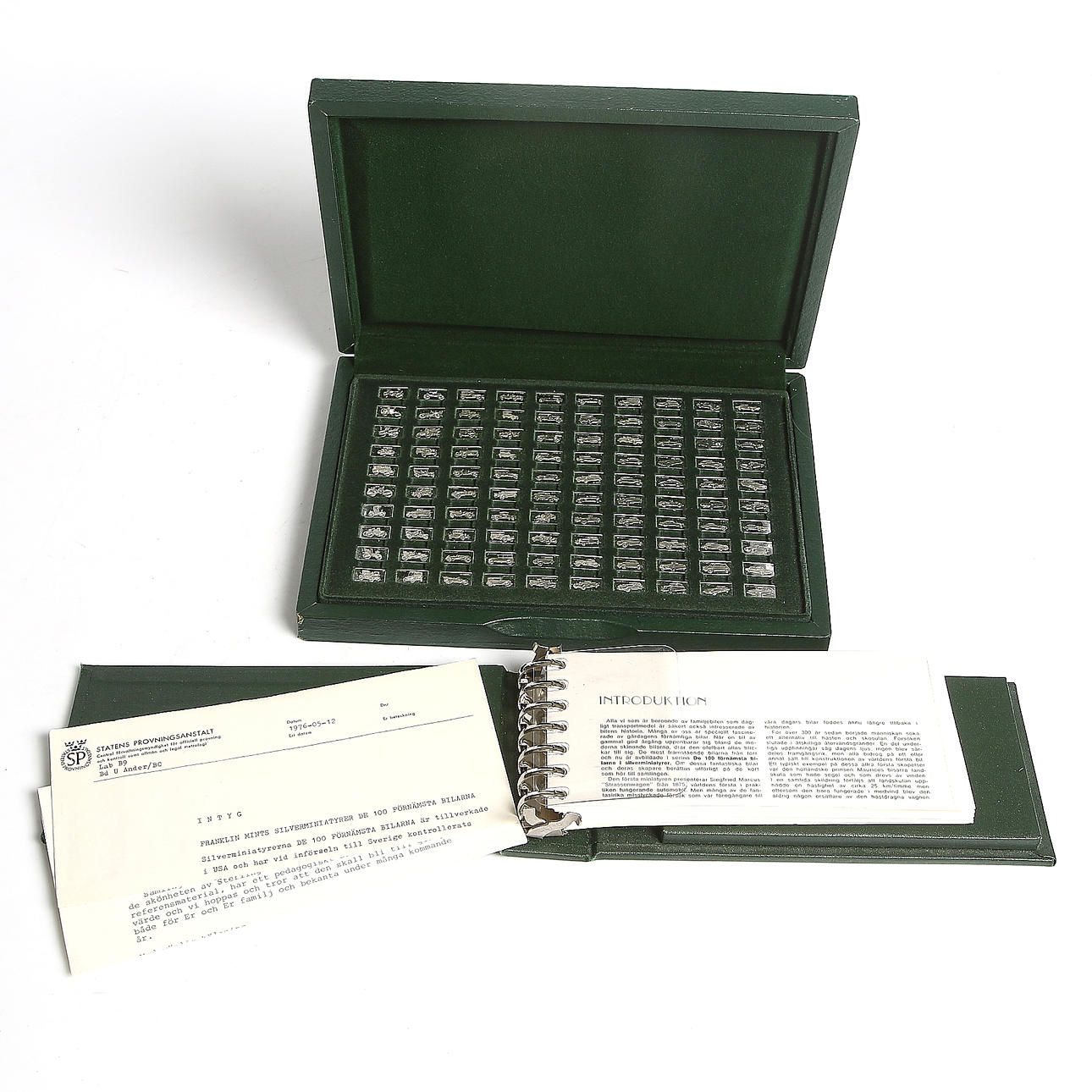 MODELLBILAR MINIATYRER, 100 st. Sterling silver. Franklin Mint, total vikt ca 160 g.