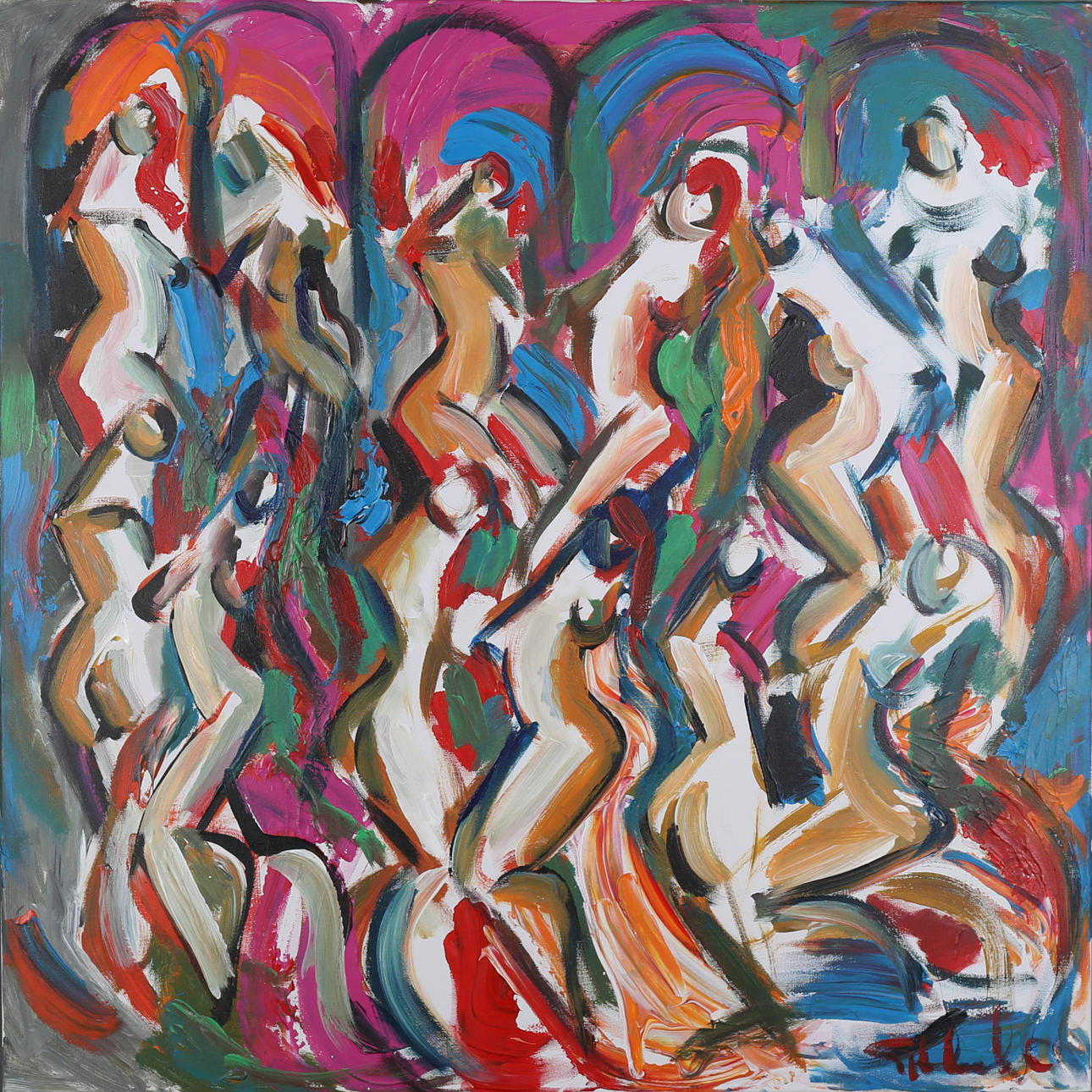 GÖRAN HAUSENKAMP. Modeller, akryl på duk, signerad G Hausenkamp.