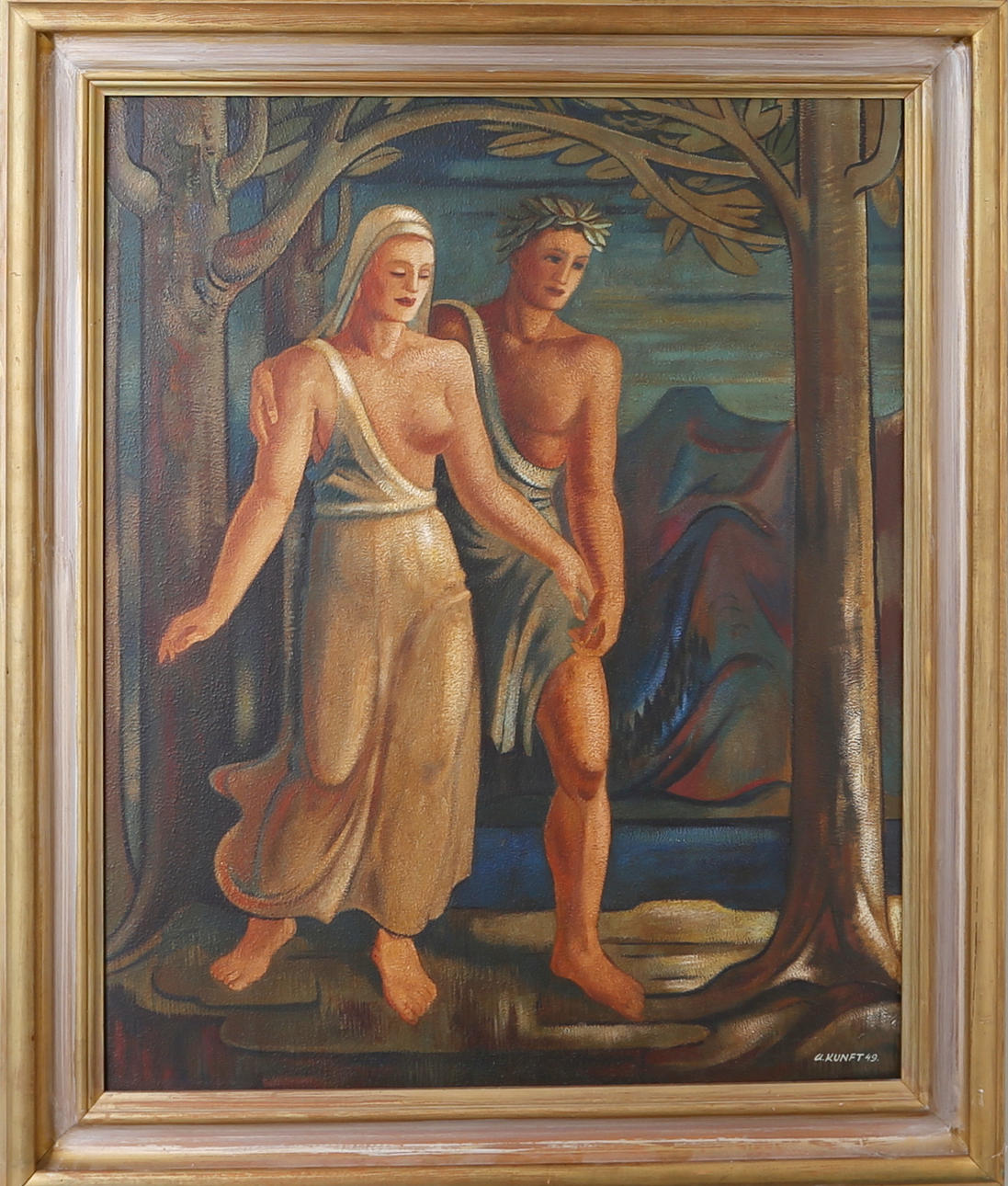 ALFRED KUNFT. Adam och Eva, olja på duk, signerad o daterad - 49.