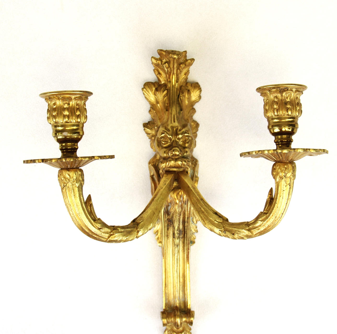 FÖRGYLLD MÄSSING TVÅ GREN VÄGG SKANS.