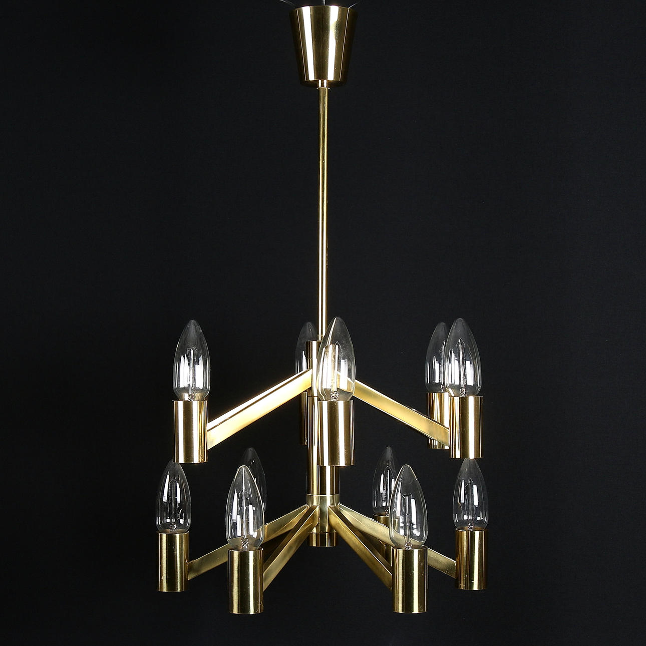 TAKLAMPA, mässing "Lystral" Axel Annell AB. 1950/60-tal.