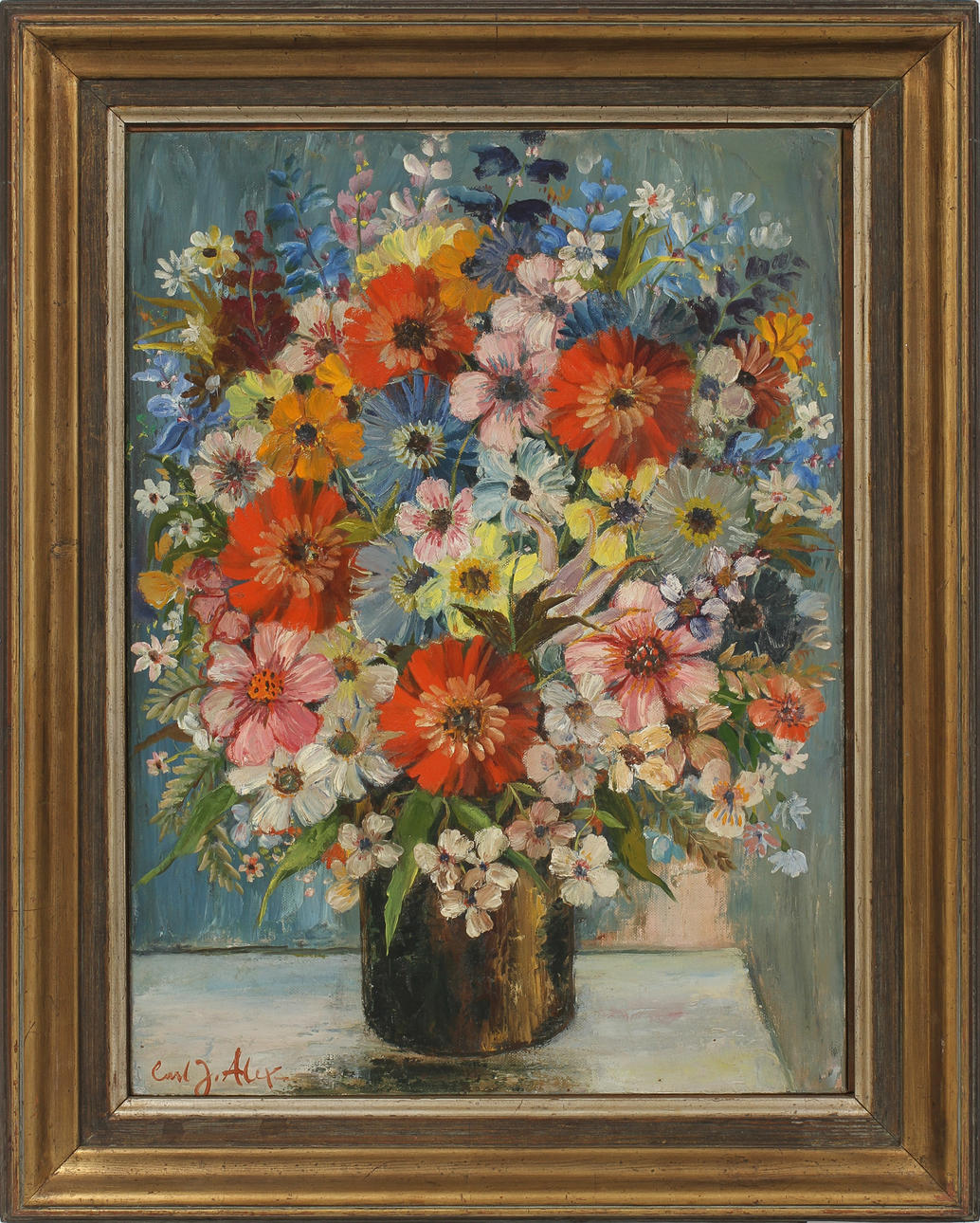 CARL JOSEF ALEXANDERSSON. "Sommarblommor" Olja på duk, signerad.