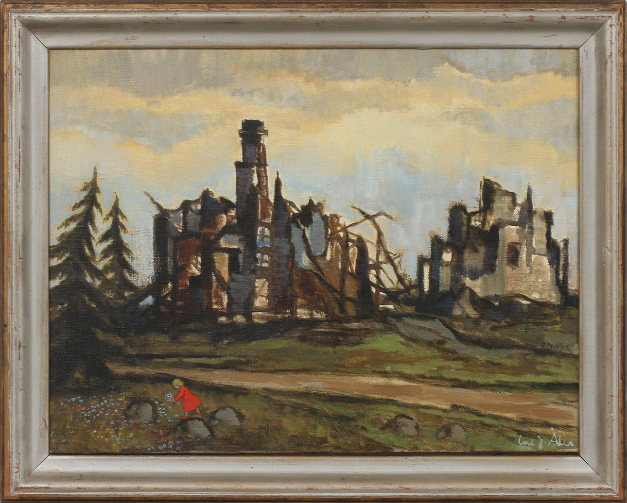 CARL JOSEF ALEXANDERSSON. "Efter branden" Olja på duk, signerad och daterad 1936.