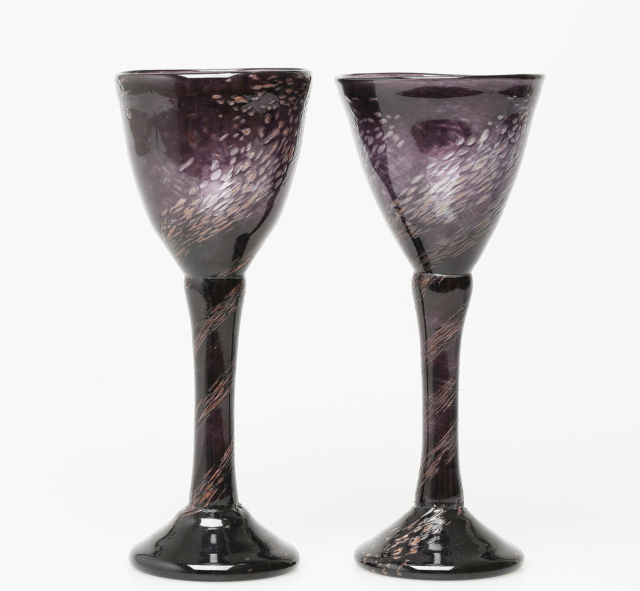 HEINO LANCE. Glass, 2 similar pieces, signed, dated -93.