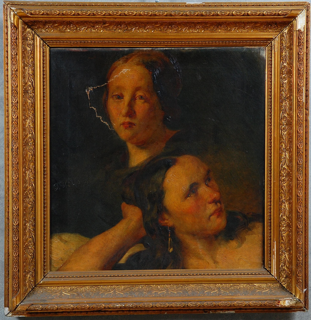 OIDENTIFIERAD KONSTNÄR. olja på duk, otydligt signerad.