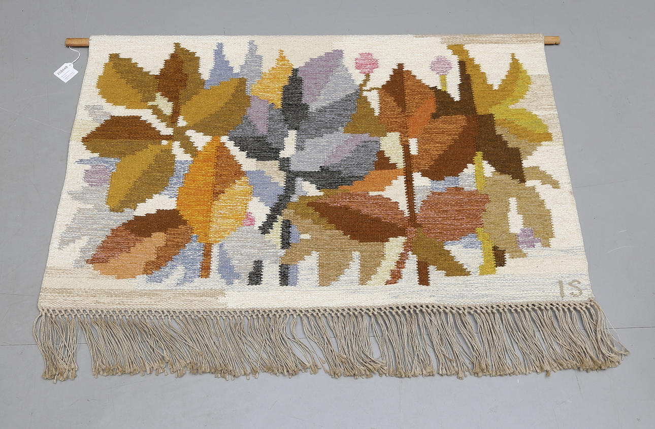 VÄGGBONAD, röllakan, Ingergerd Silow, "Löv", 115 x 70 cm.