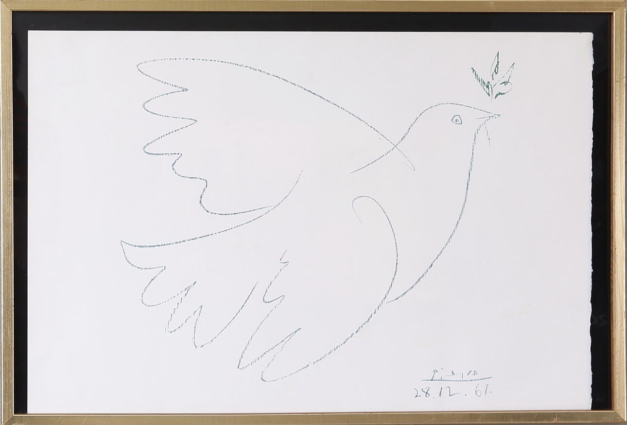 PABLO PICASSO. EFTER. Noaks duva, Grafisk blad, signerad o daterad Picasso 61.