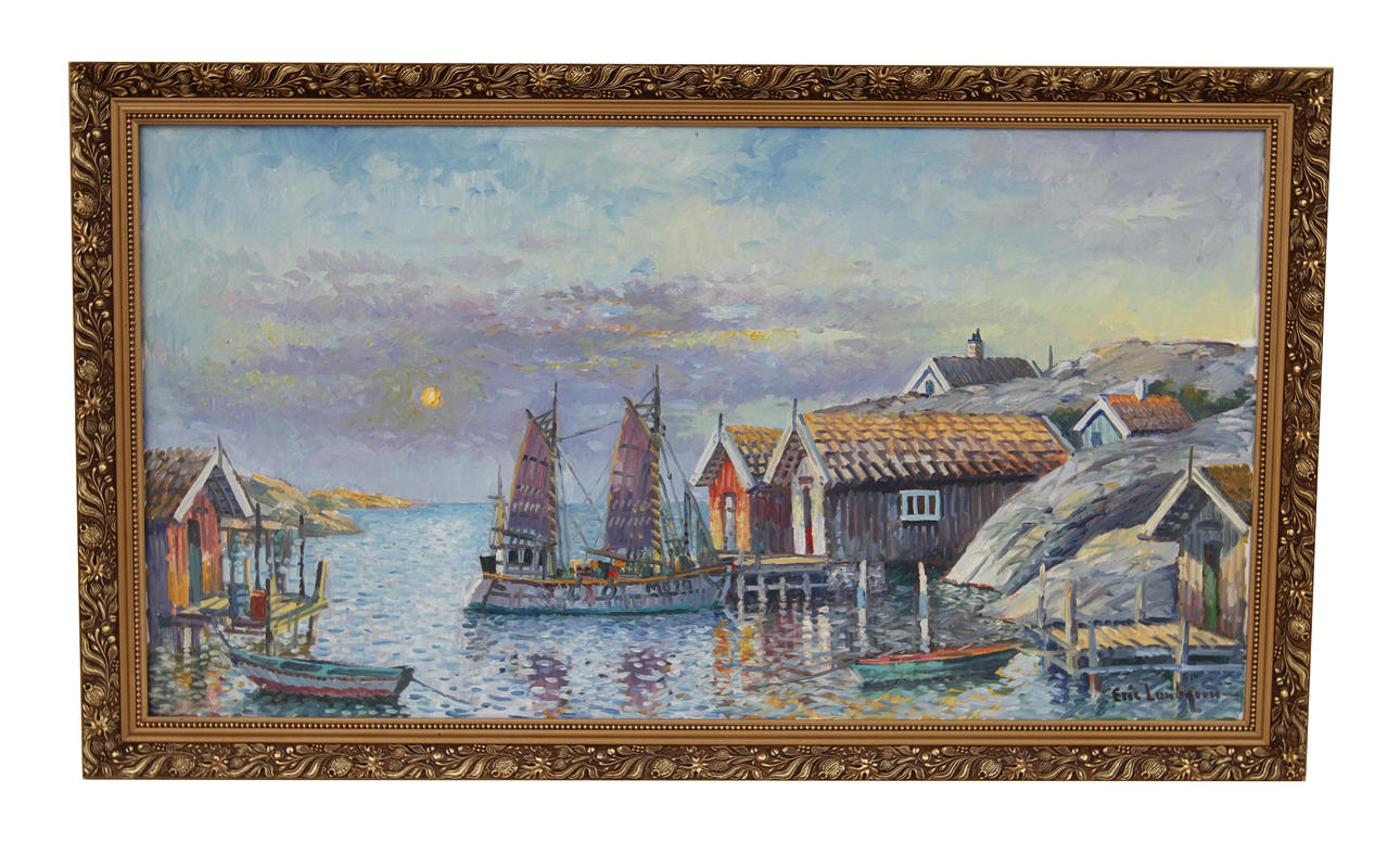 ERIC LUNDGREN. Skärgårdsmotiv. Olja på duk, signerad.