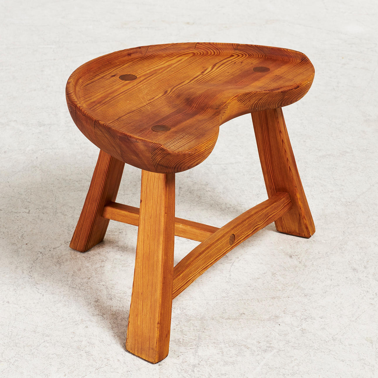 Stool, Krogenäs Möbler, Norway, pine, branded underneath.