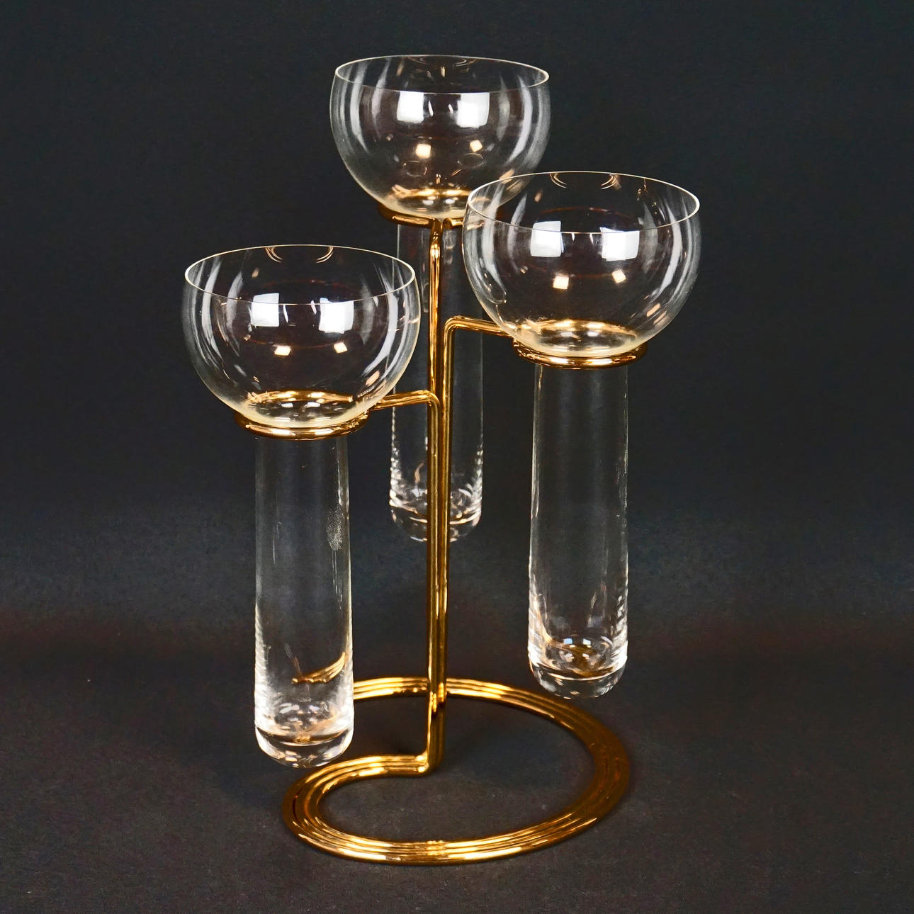 ROSENTHAL "Aqualux" gold-plated candlestick for floating light.