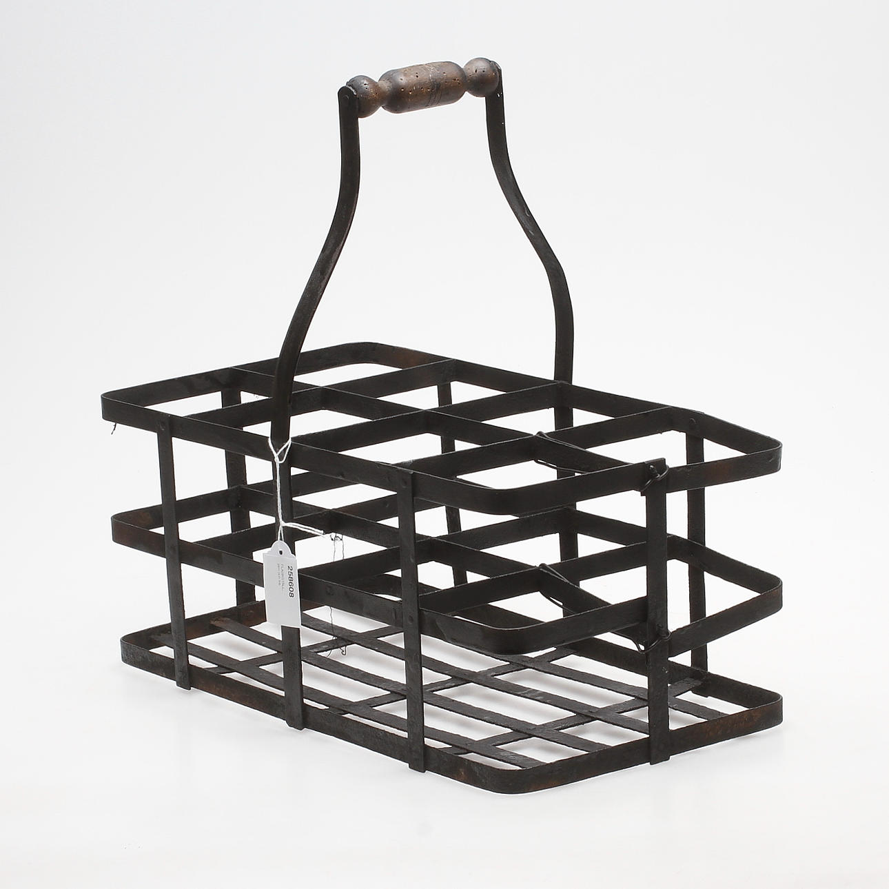 FLASKSTÄLL, järn och trä.