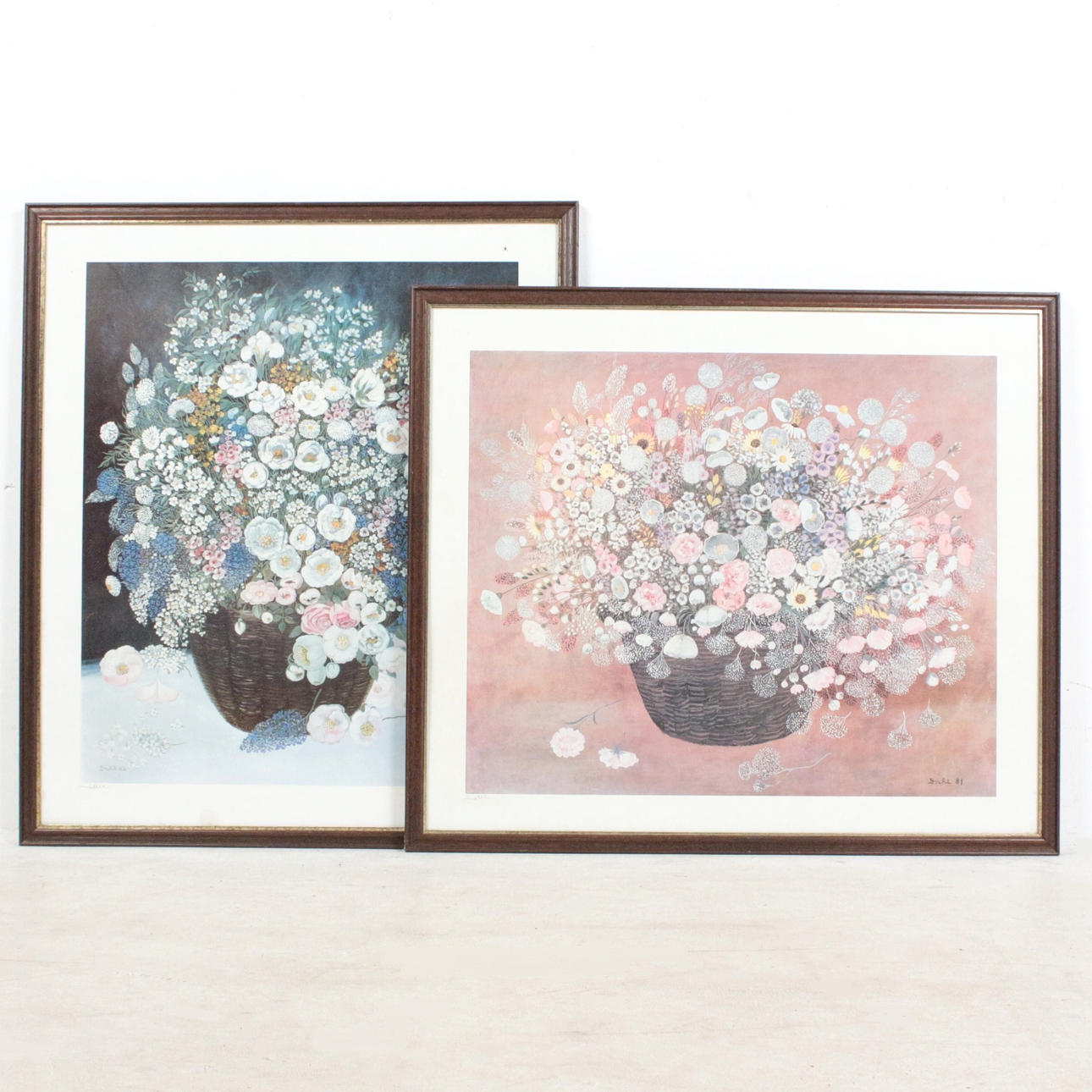 HEIDE DAHL. 'Blumenstillleben', Grafiken, signiert.