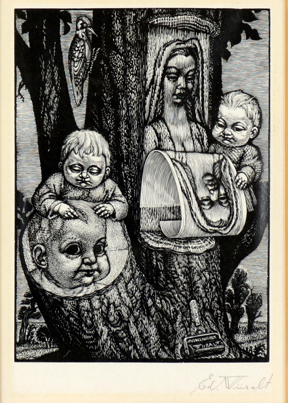 EDUARD WIIRALT. Träsnitt.