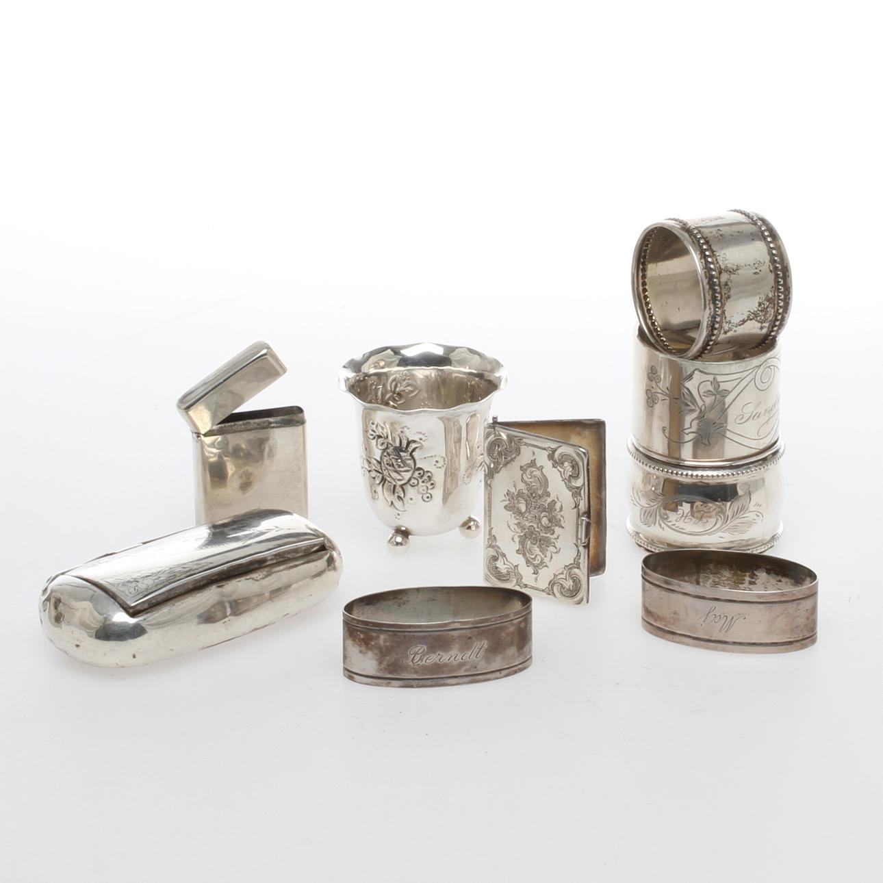 PARTI SILVER, 9 delar, 1800 och 1900-tal.