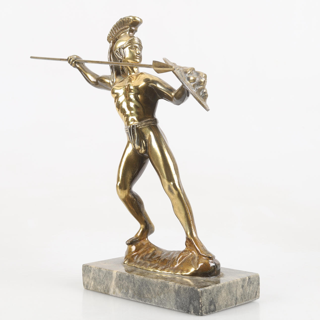 SCULPTURE, Greek warrior, metal, unsigned.