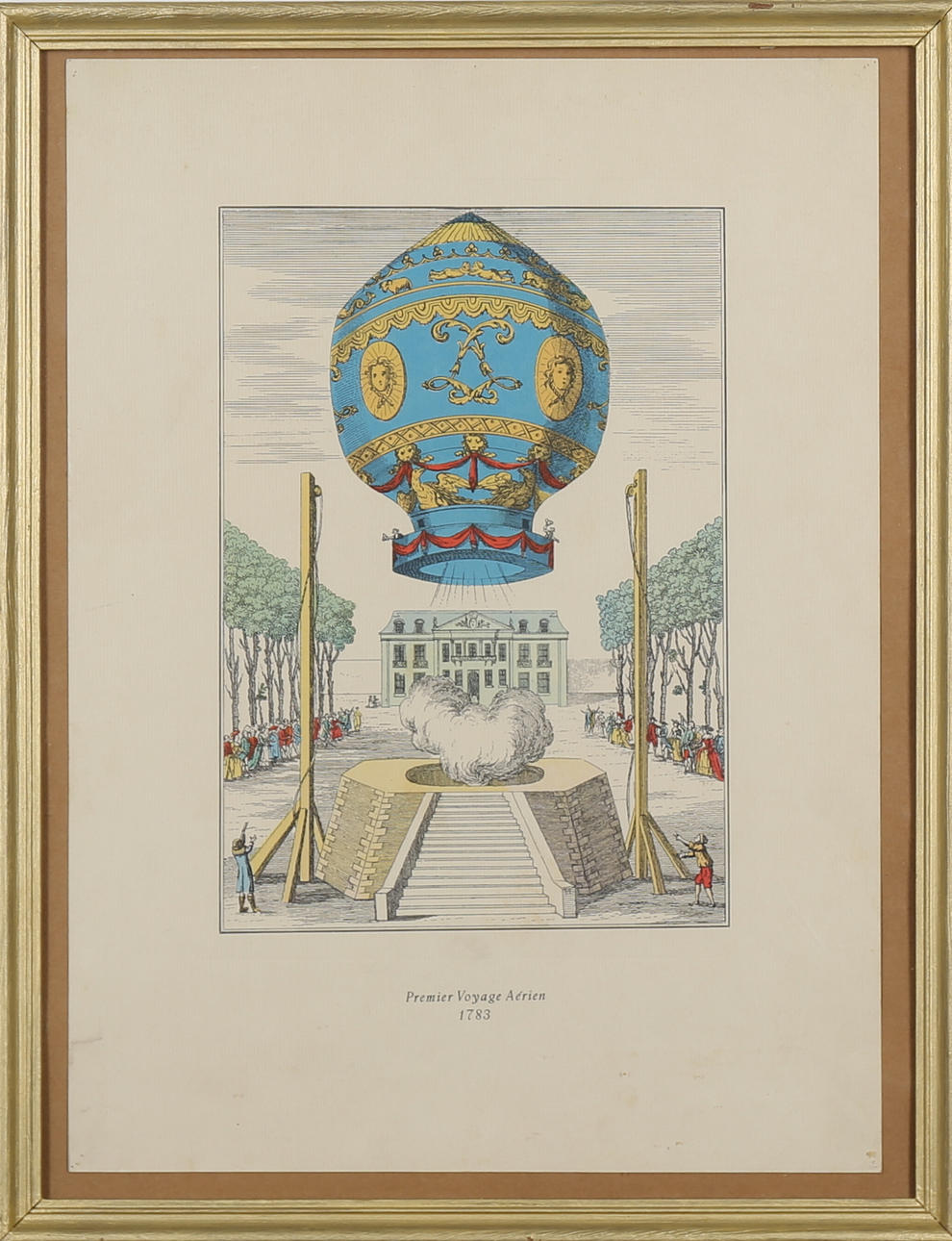 TRYCK "Premier Voyage Aérien 1783" modern tillverkning.