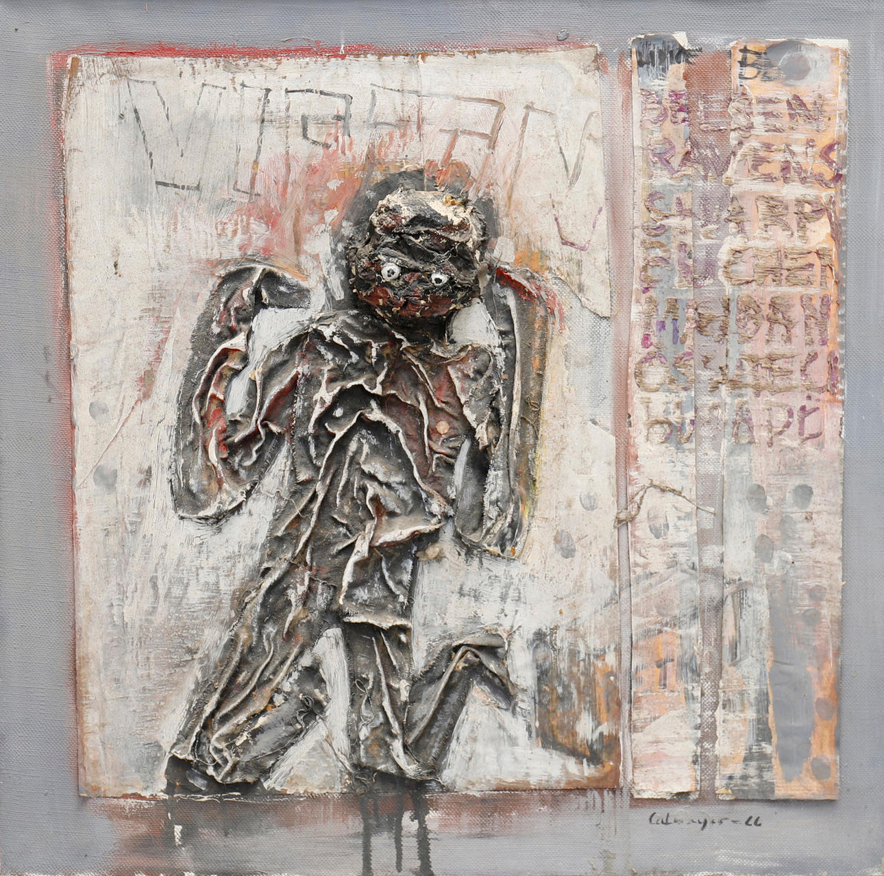 GÖSTA CALMEYER. KNEELING FIGURE, MIXED TECHNIQUE.