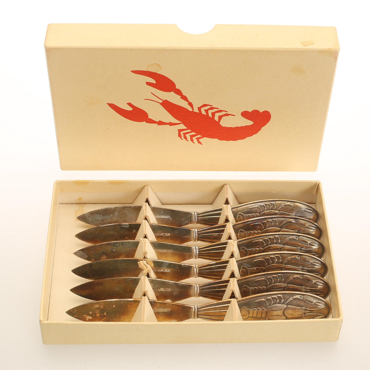 KREBSMESSER, 6 Stück, Neusilber, GAB.