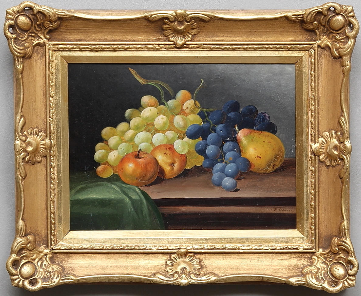 OIDENTIFIERAD KONSTNÄR. Olja på pannå, signerad E. Ladell.