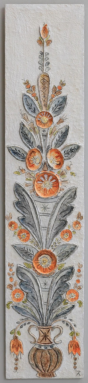 OIDENTIFIERAD KONSTNÄR. papmache, monogram signeret.