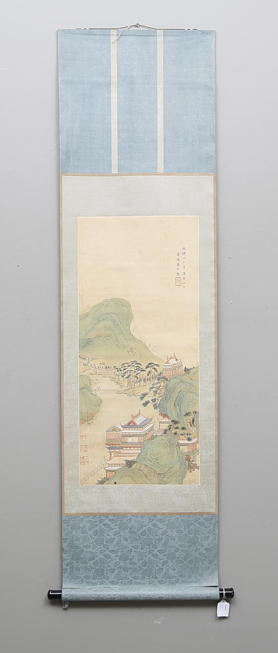 RULLMÅLNING, blandteknik på siden, Kina, 1800/1900-tal, signerad.