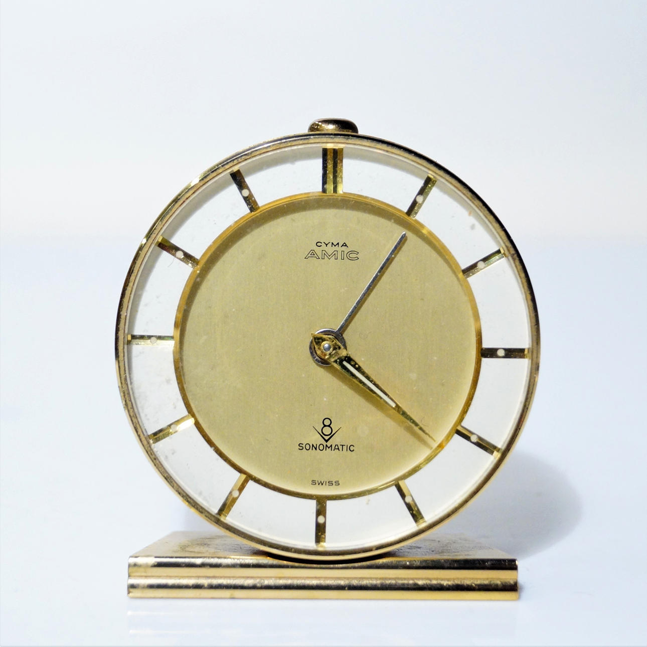 ALARM CLOCK, Cyma Amic, sonomatic, brass.