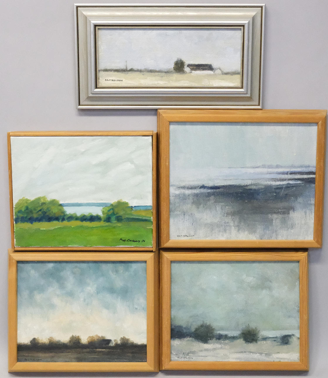 ROLF CARLSSON. FIVE OILS WITH LANDSCAPE.