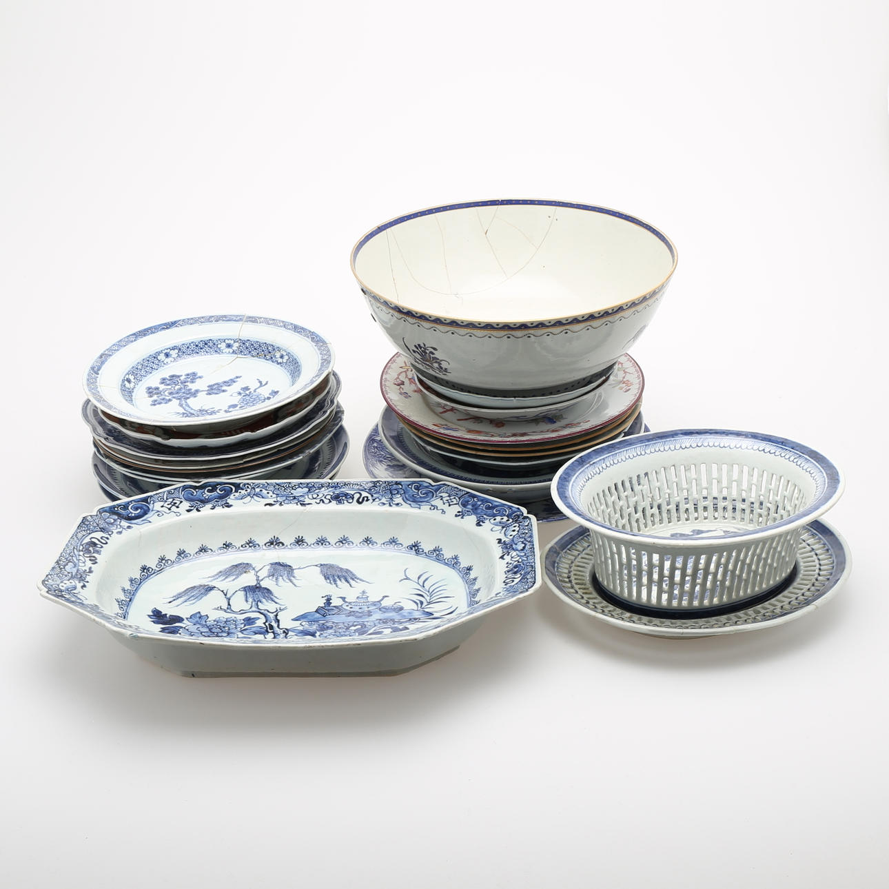 PORSLIN, 20 delar, 1700/1800/1900-tal, Kina.