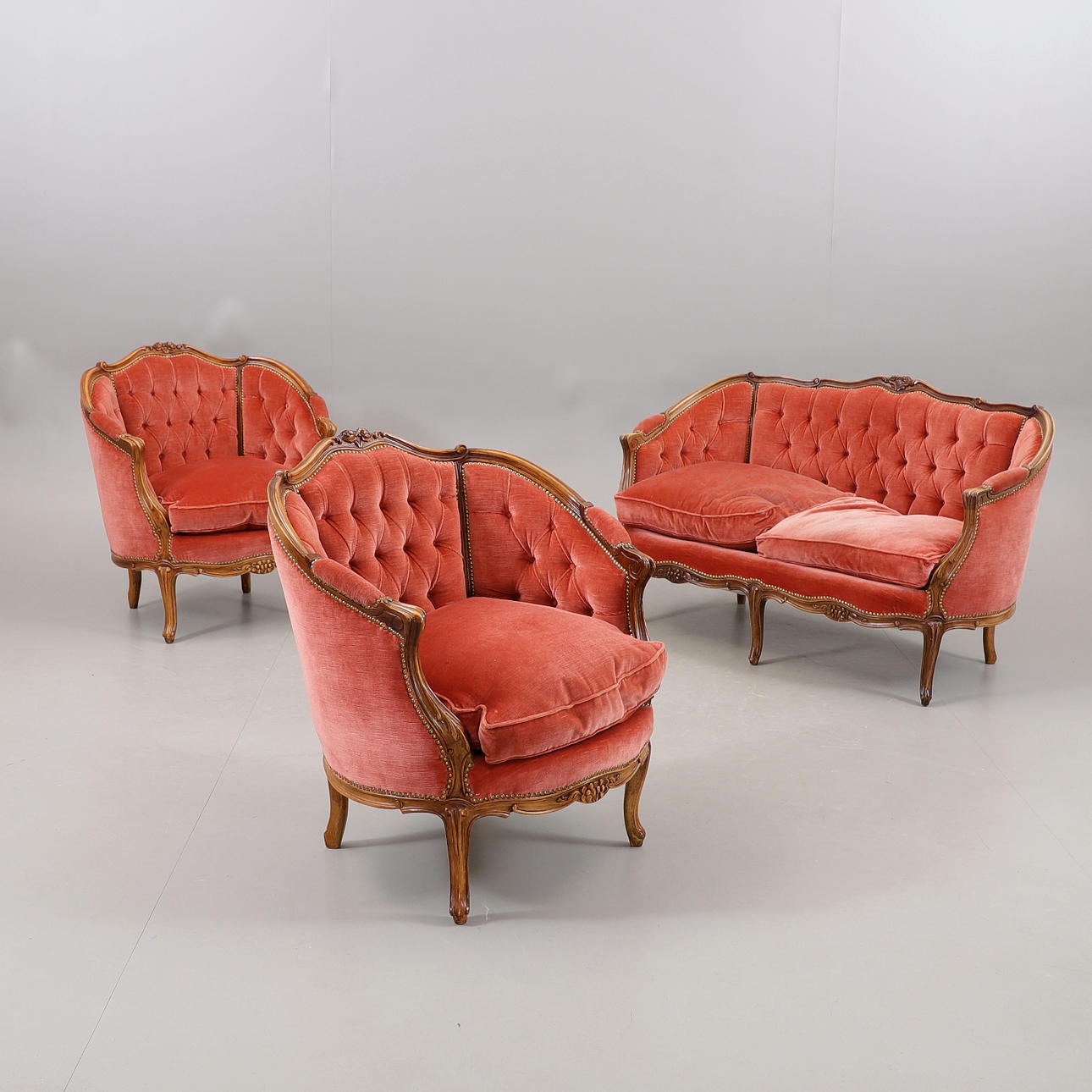 SALON GROUP, 3 parts, rococo style, mid-20th century. Furniture ...