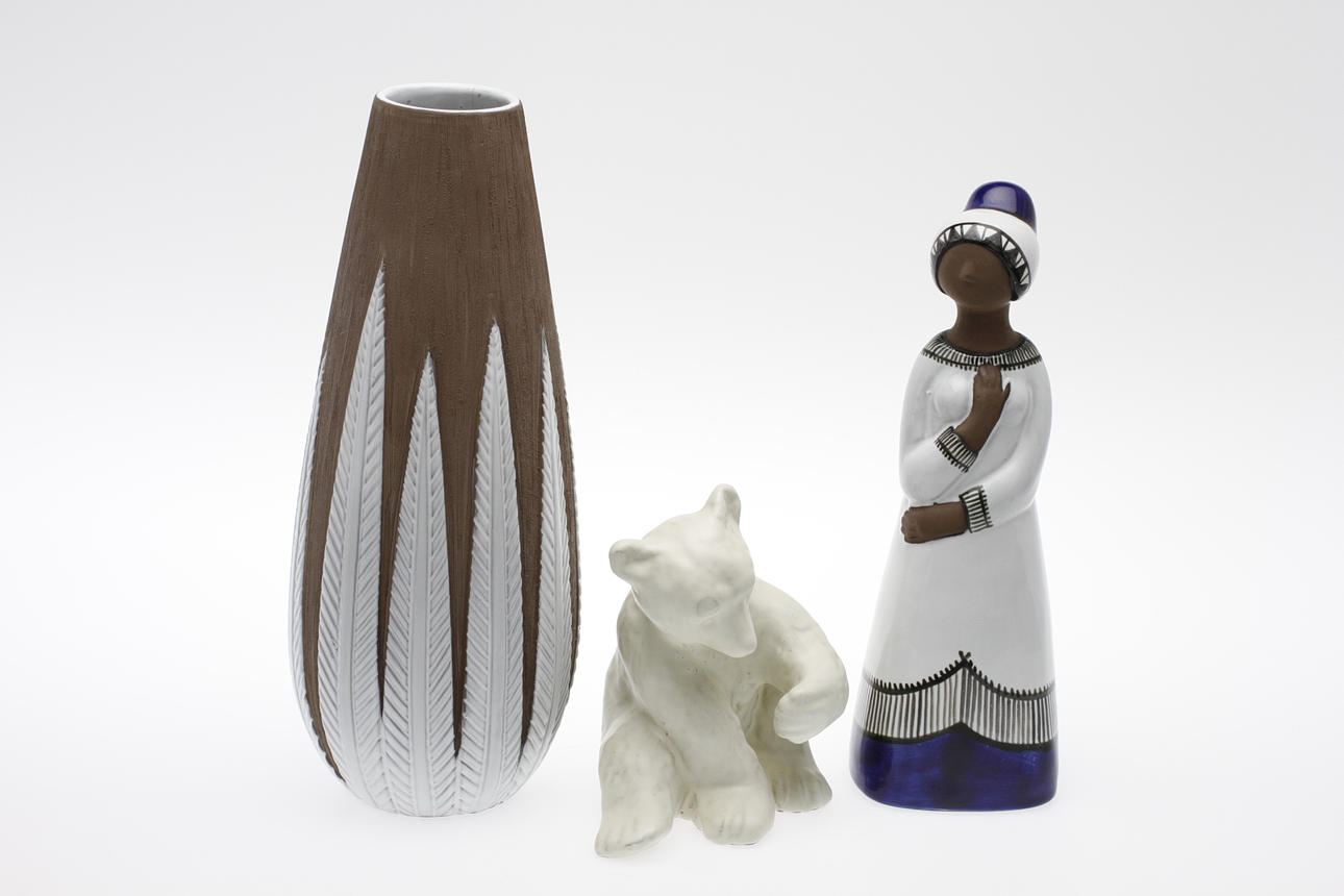 PARTI KERAMIK, 3 delar, lergods, Upsala Ekeby.