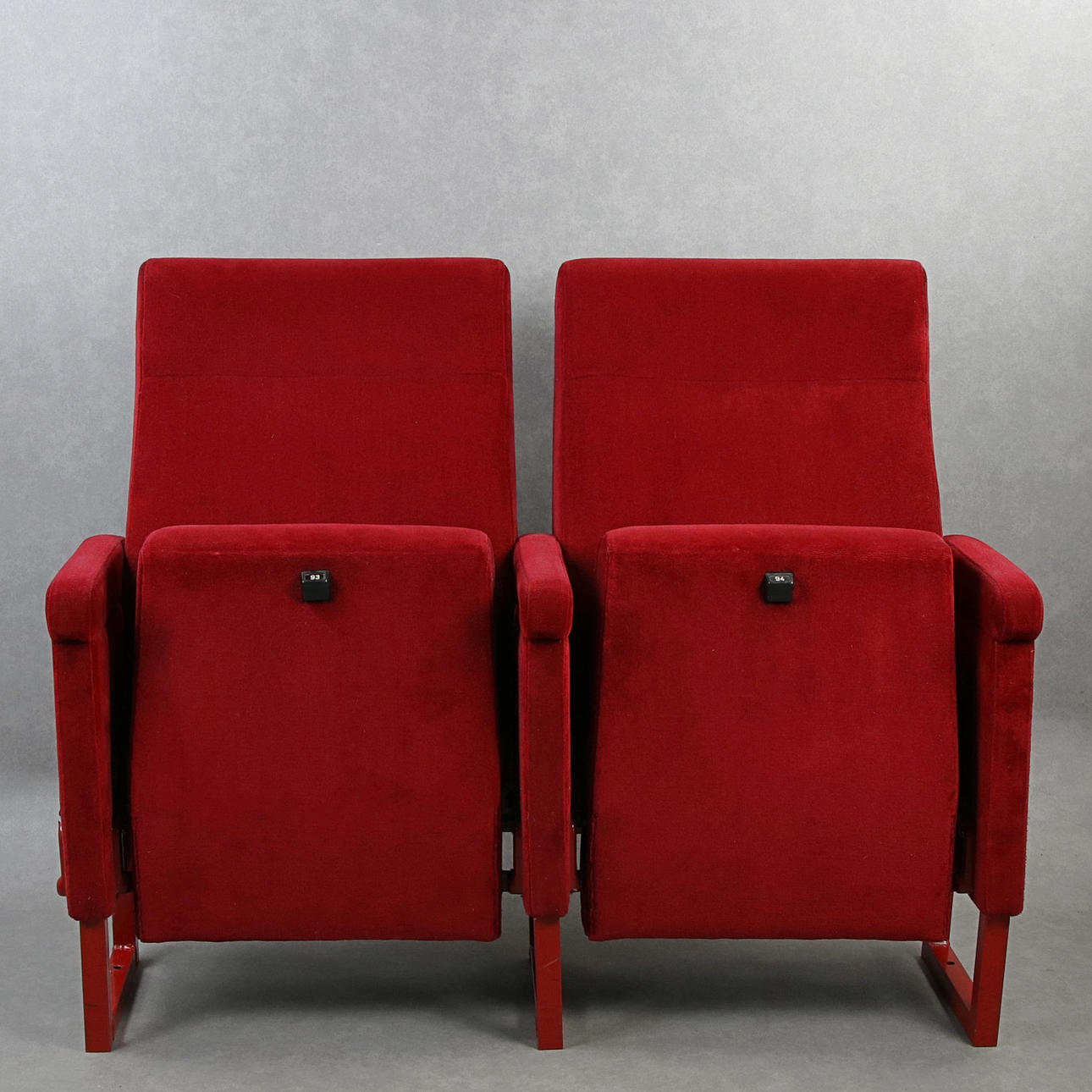 THEATER CHAIRS, steel/wood, 1970s.