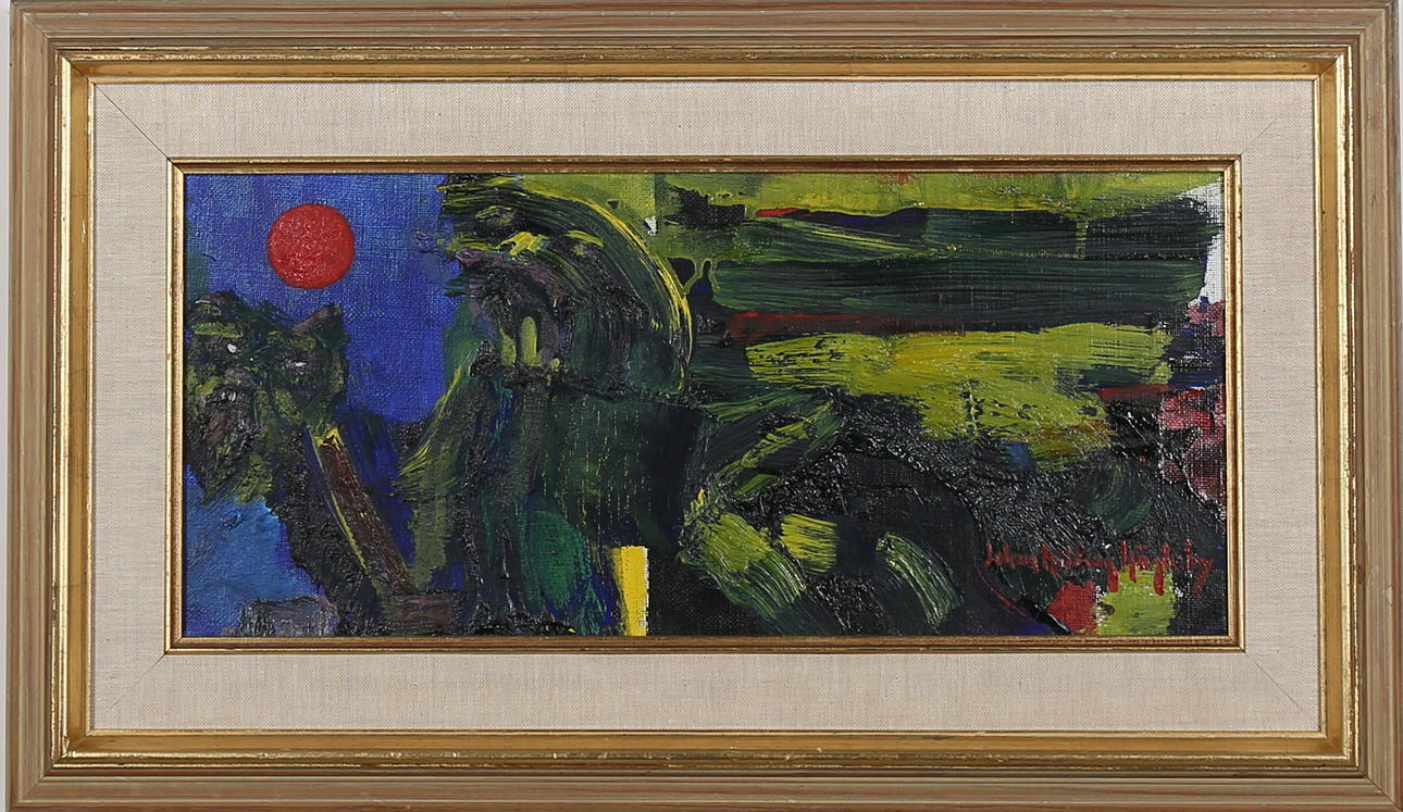 JOHAN HILDING HÄGLEBY. "För mycket, mycket längesen", olja på duk, signerad.