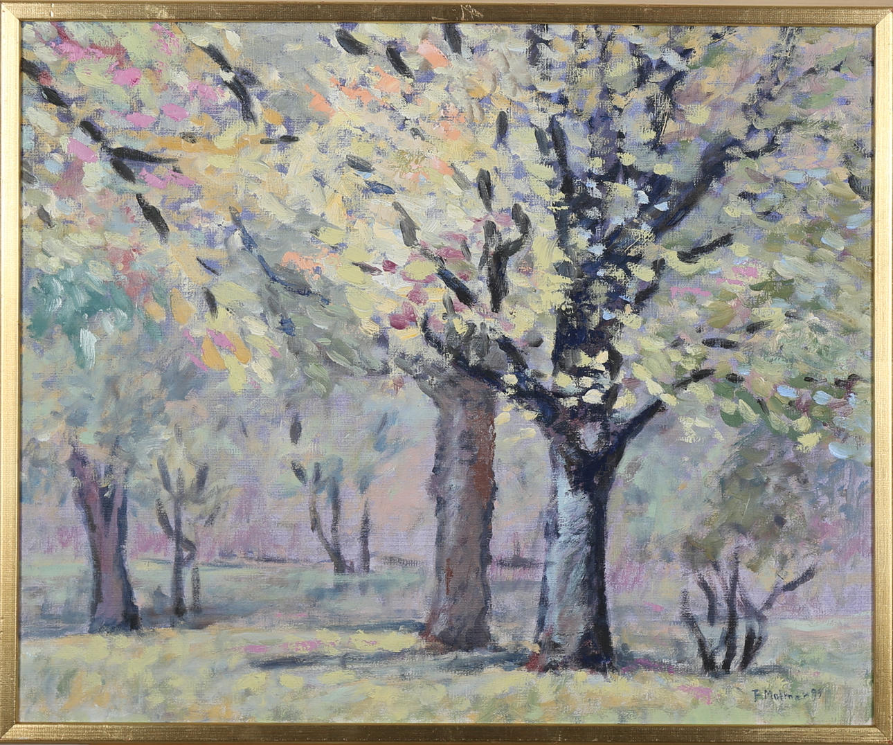 FOLKE MALMER. Parkträd, olja på duk, signerad och daterad F Malmer - 95.