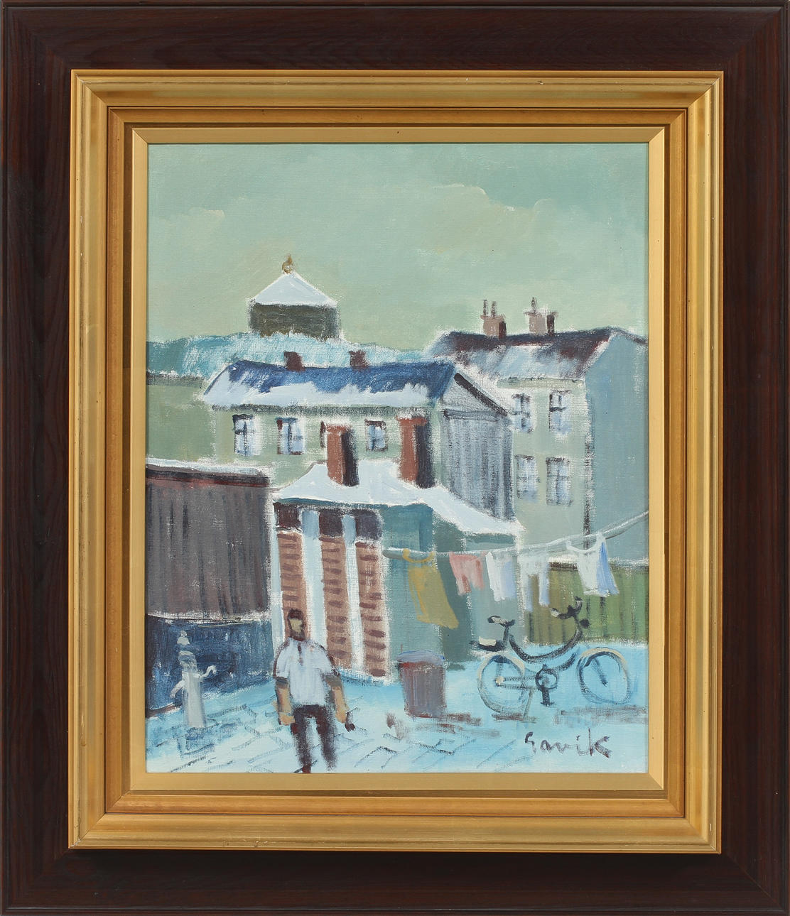 TAGE GAVIK. "Gårdsinteriör Haga", olja på duk, signerad.