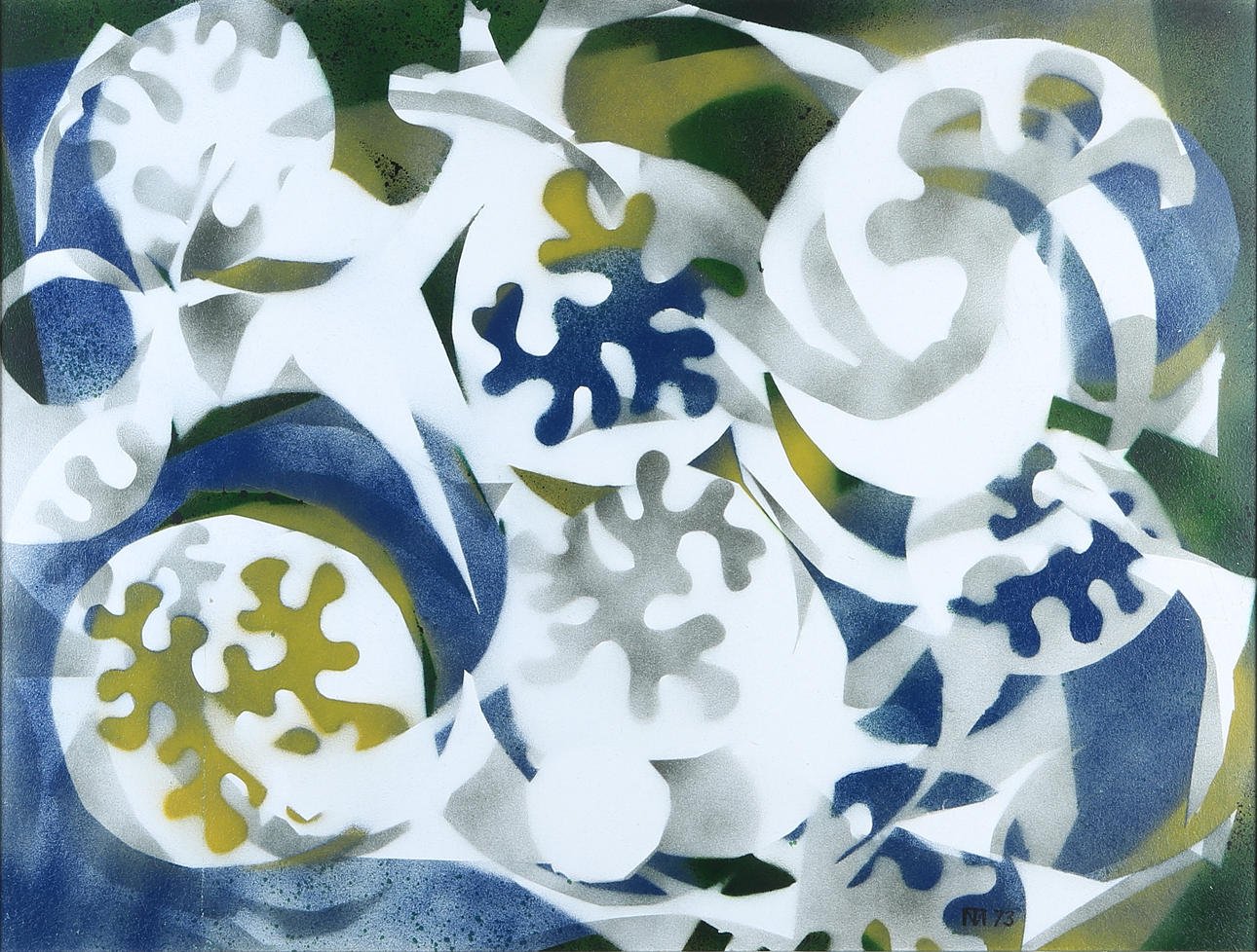 MARGARETA TREUTIGER. "Vattenbild", lackmålning, monogramsignerad, daterad -73.