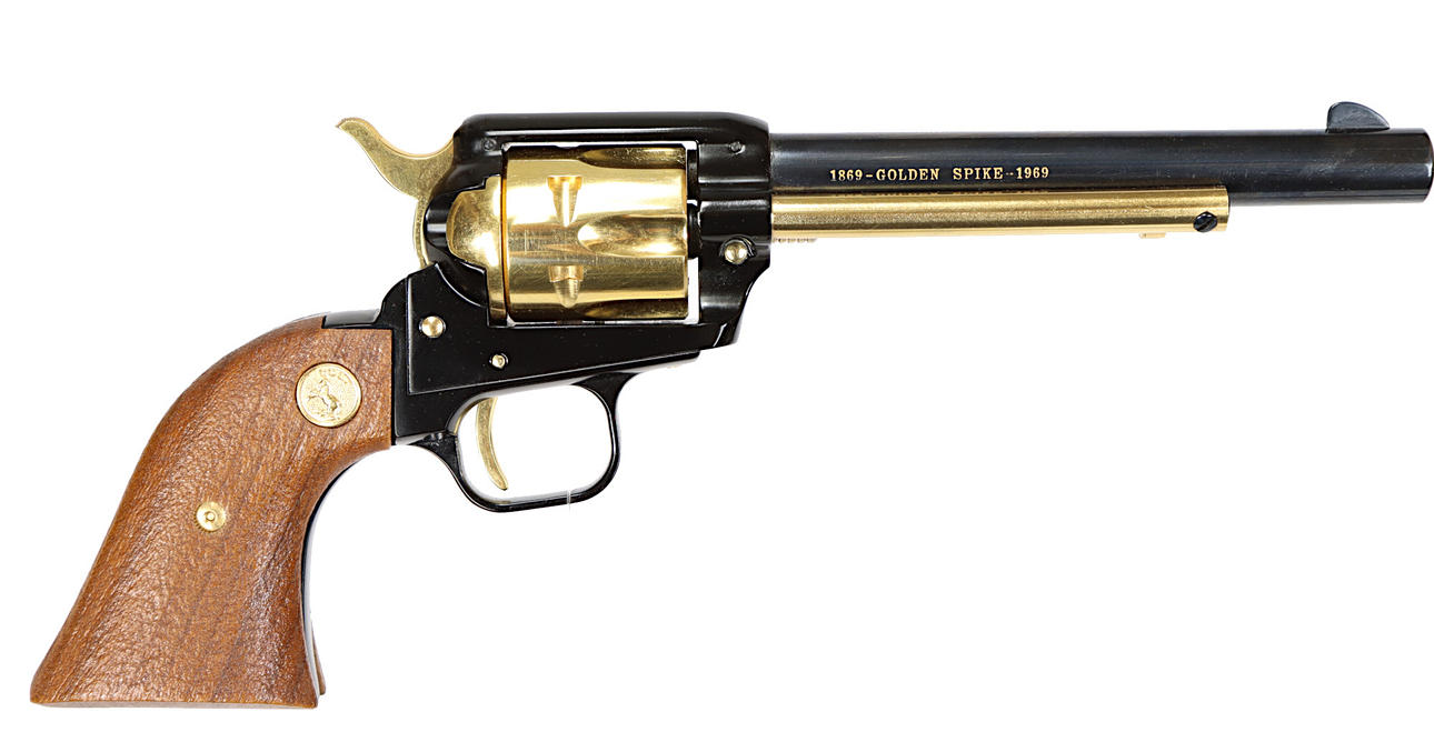 REVOLVER, Single Action, make Colt, model Frontier Scout "1869-GOLDEN SPIKE-1969", caliber .22LR, access no. 727GS, se-no SE1844001.