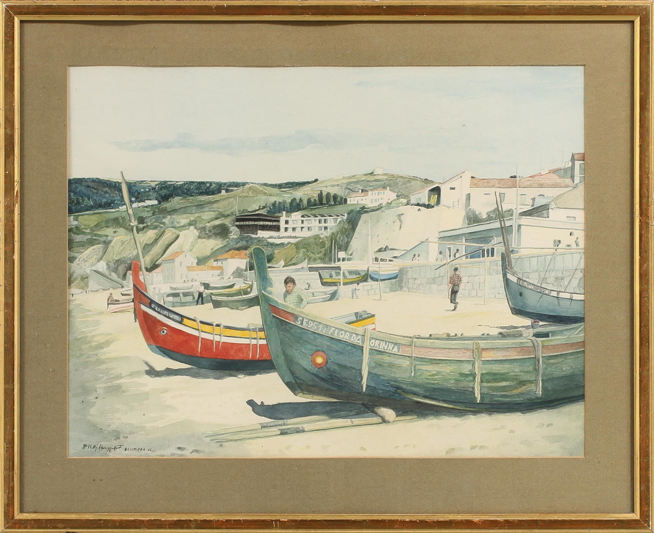 KARL HJALMAR BERGQVIST. "Sesimbra", akvarell, signerad och daterad -66.