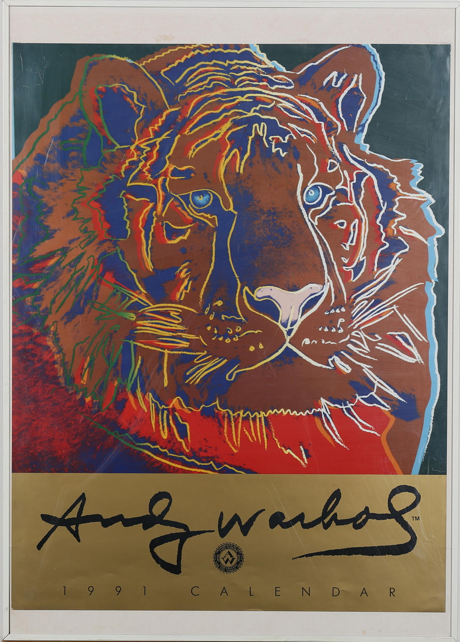 ANDY WARHOL. EFTER. Lejon, affisch, Andy Warhol 1991 Calendar.