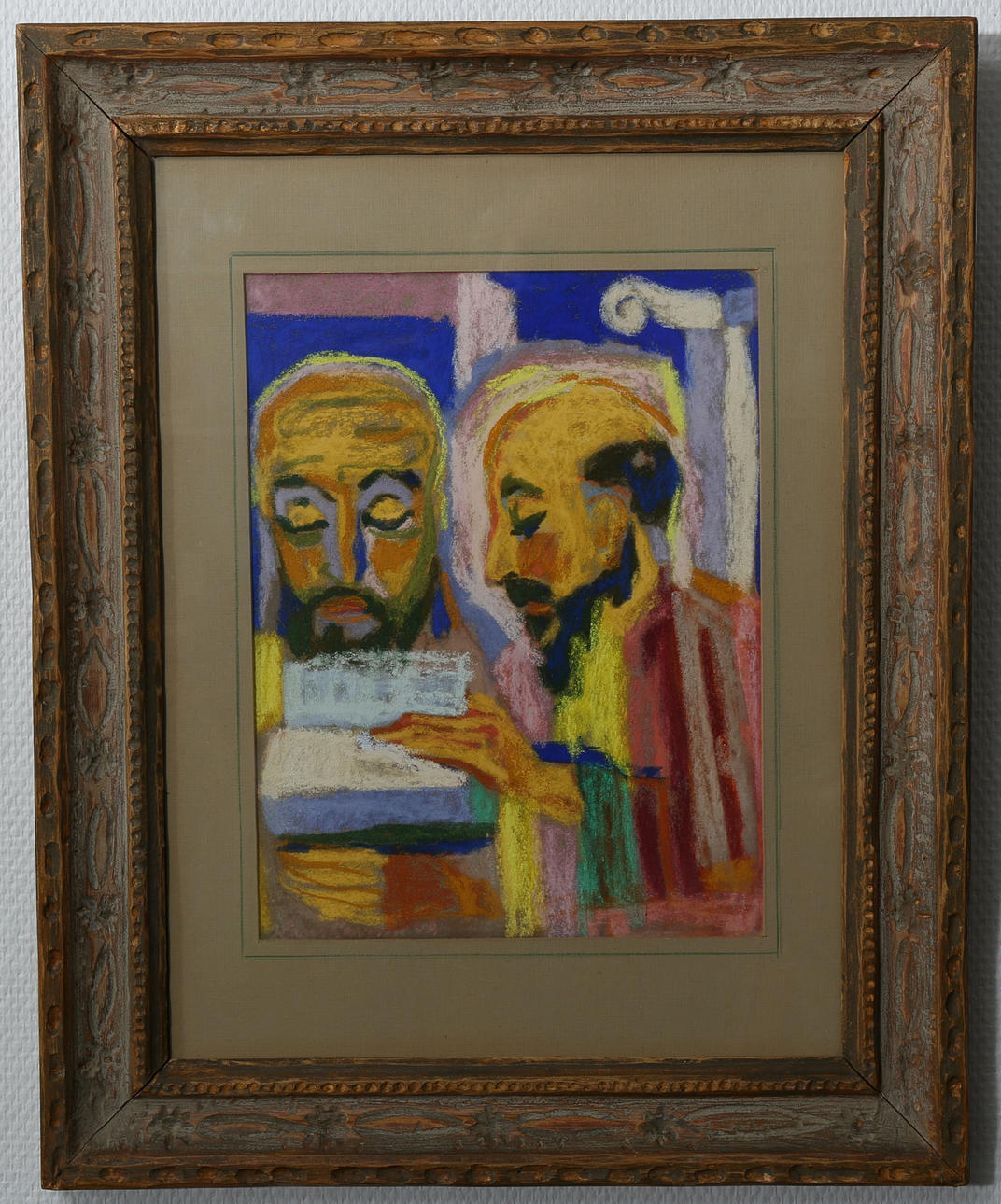 HANS LARSSON. Pastell, Religiöst motiv, signerad.